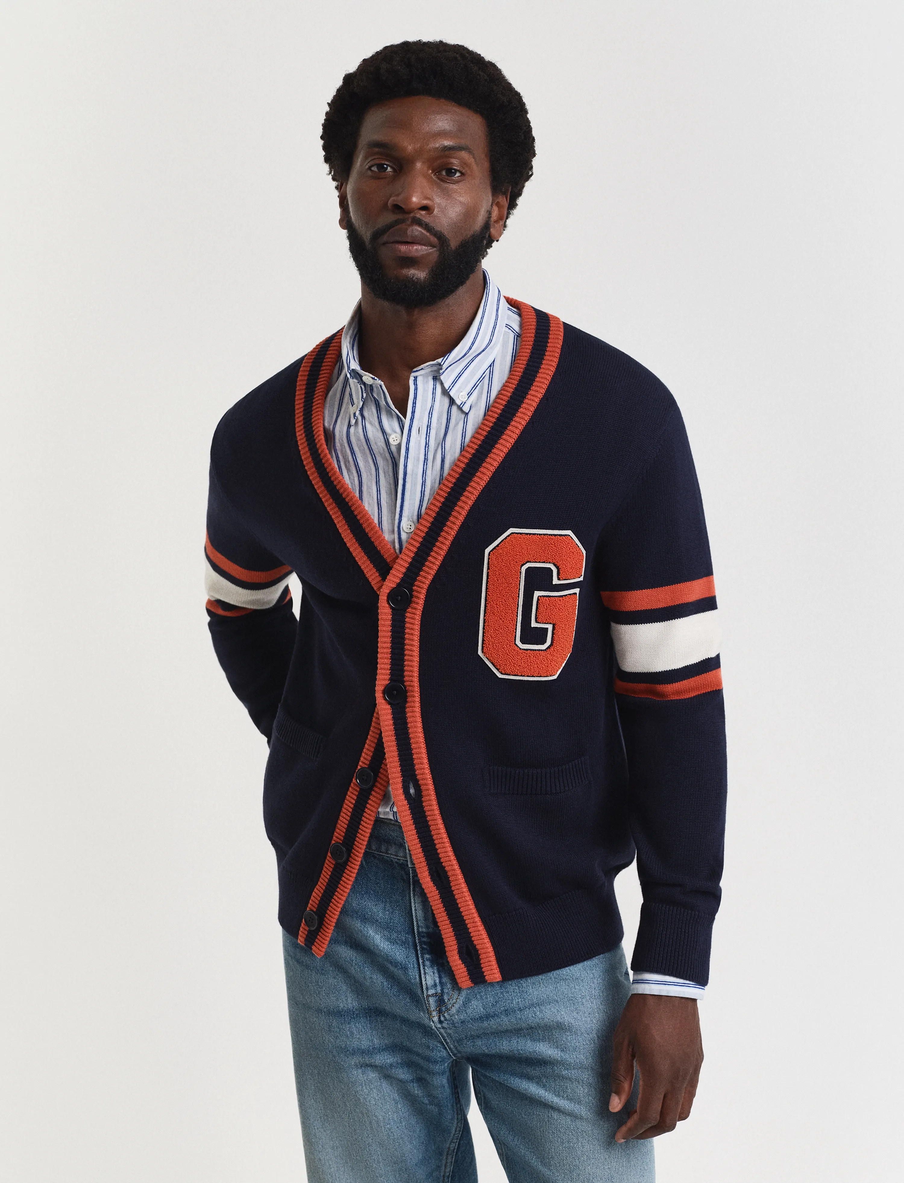 Gant G-Badge Cardigan, XL, Knitwear, Marineblau - Cardigans, Männerswear