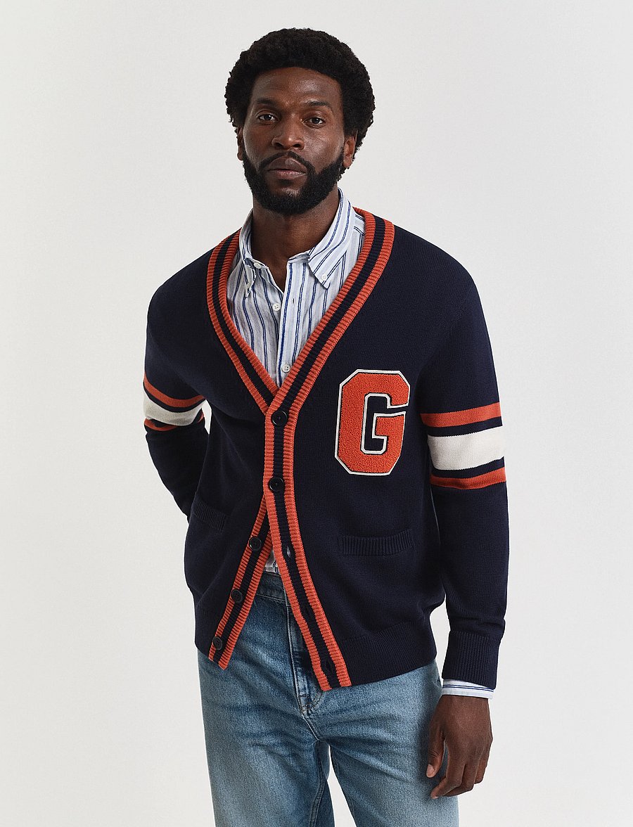 Gant - G-BADGE CARDIGAN - gilets - evening blue - 0