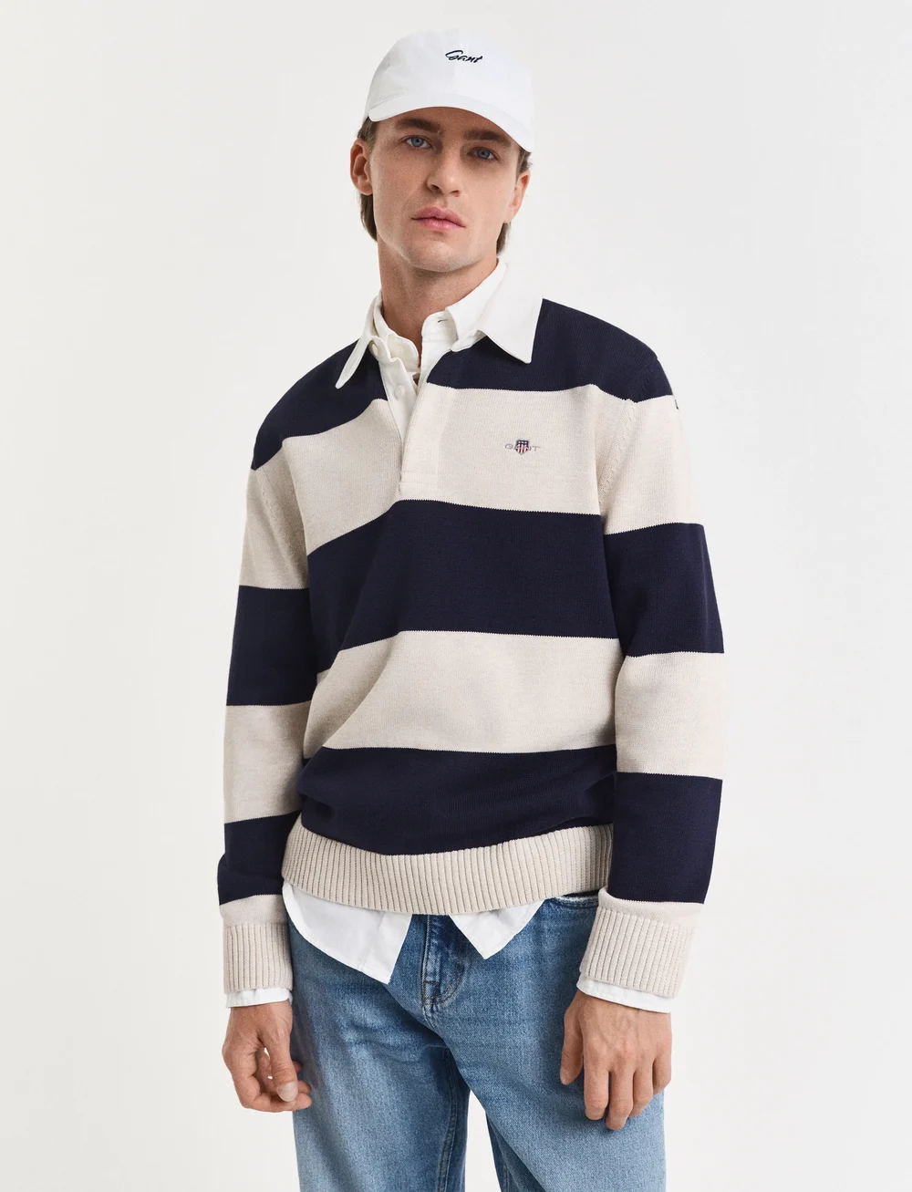 GANT - BARSTRIPED POLO - gestrickte polohemden - evening blue - 0