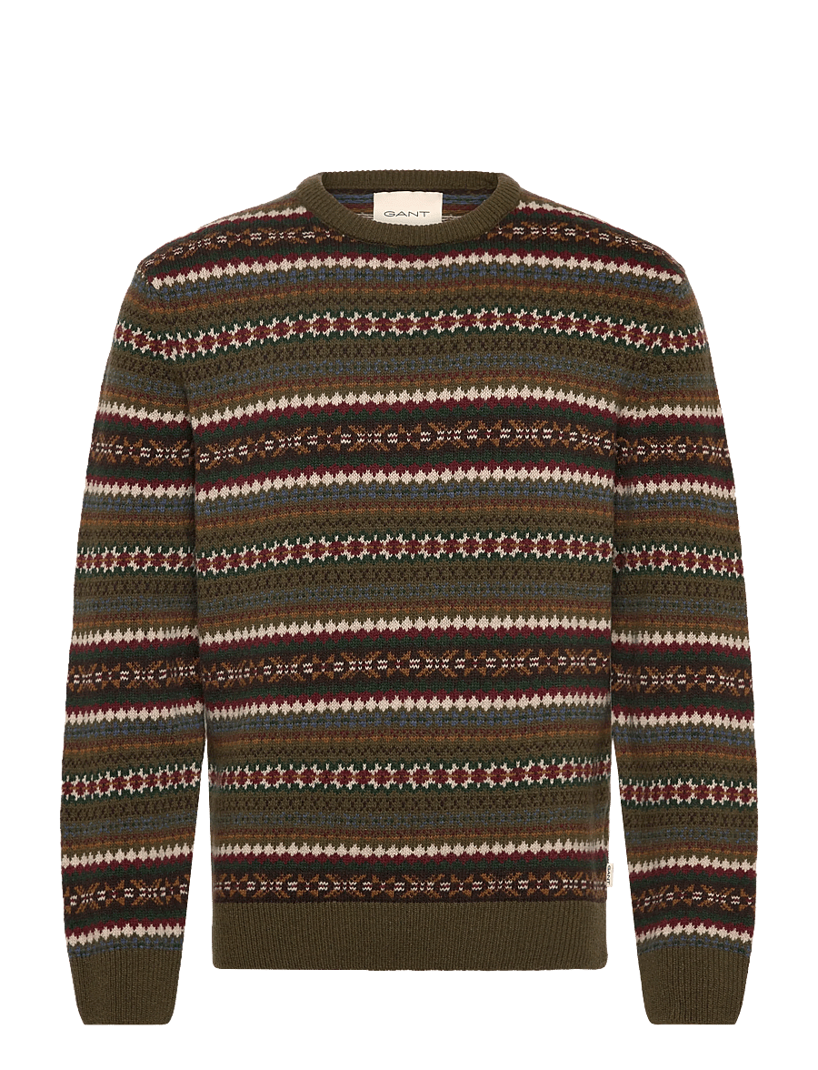 Gant - FAIR ISLE C-NECK - Ümara kaelusega - country green - 1