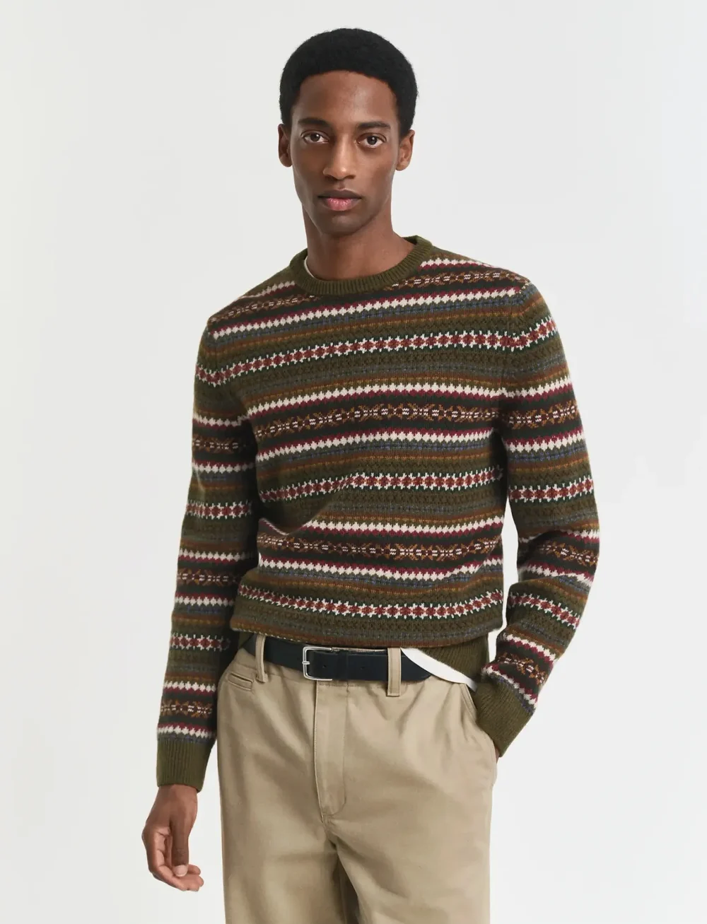 GANT - FAIR ISLE C-NECK - rund hals - country green - 0