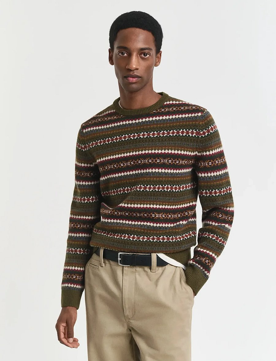 Gant - FAIR ISLE C-NECK - Ümara kaelusega - country green - 0