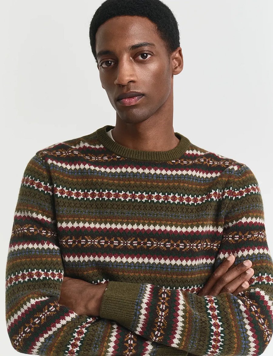 Gant - FAIR ISLE C-NECK - Ümara kaelusega - country green - 4