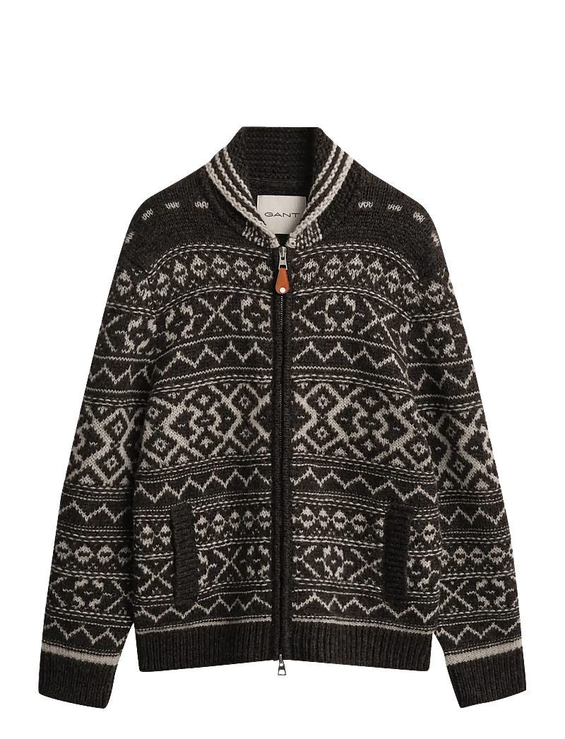 GANT - JACQUARD CARDIGAN - koftor - brown melange - 1