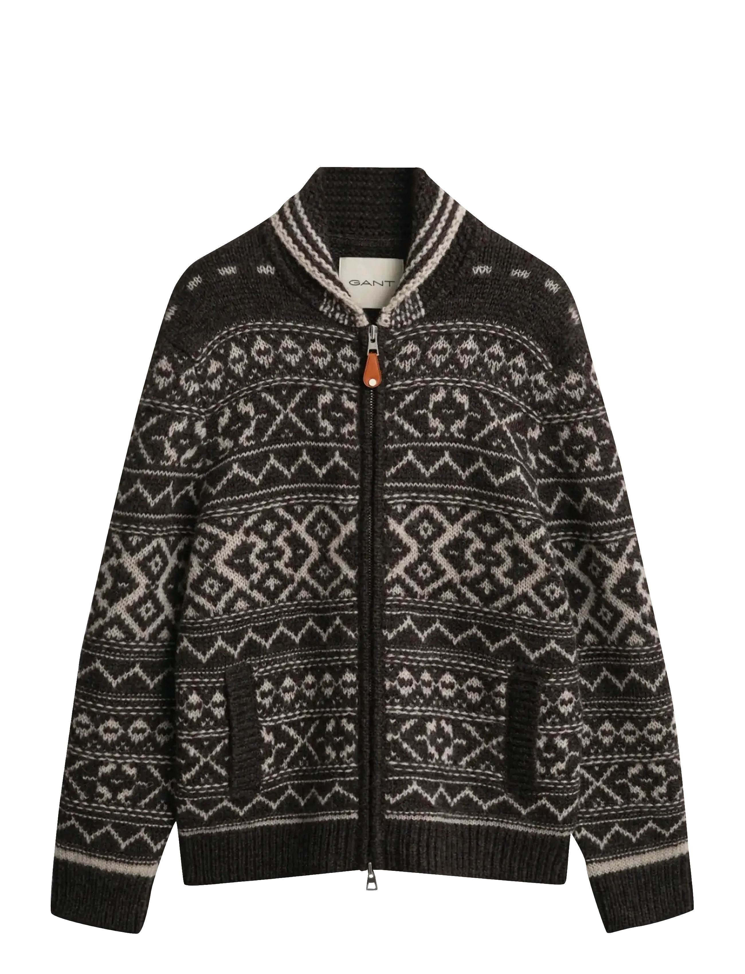 Gant JACQUARD CARDIGAN - Cardigans - BROWN MELANGE / multi