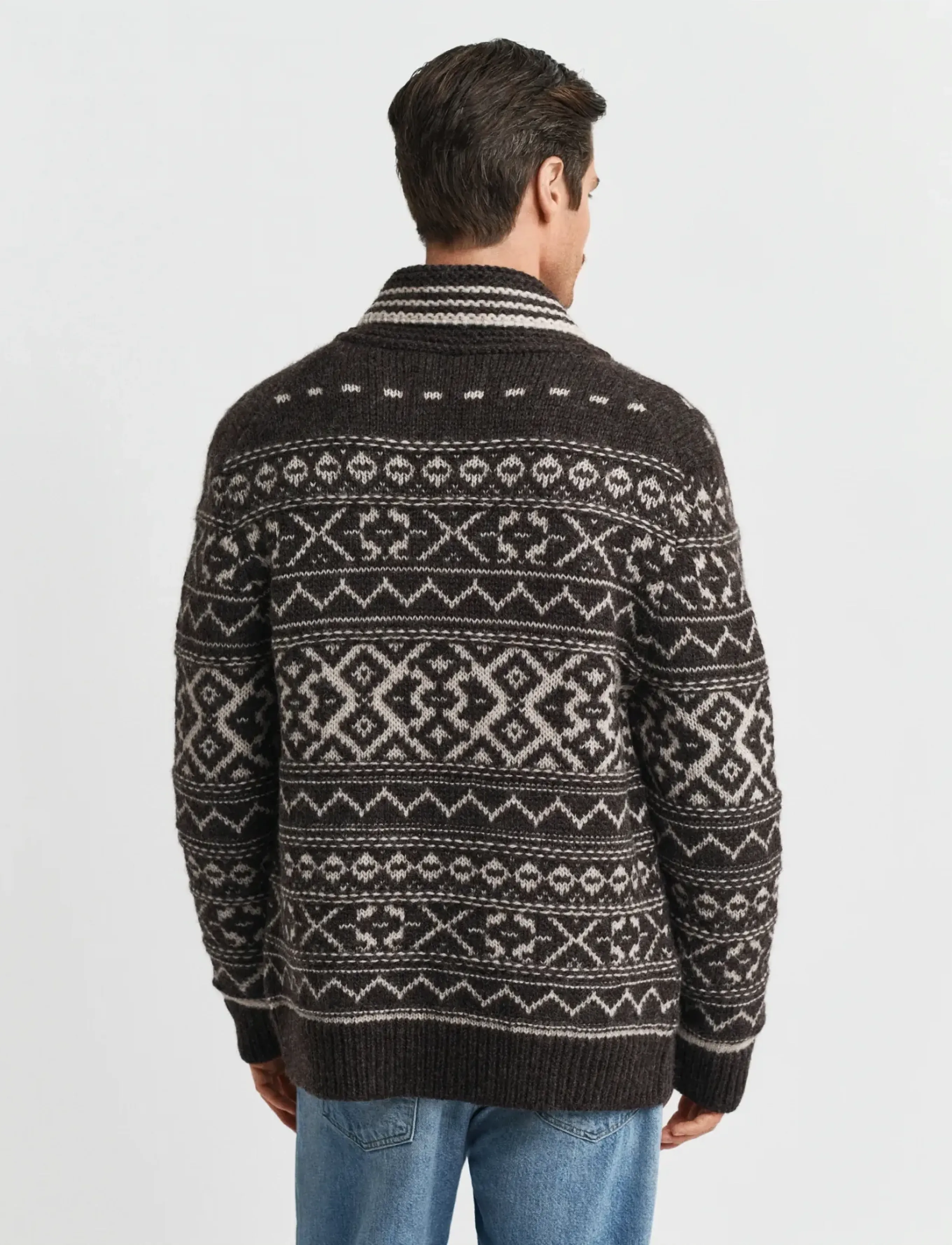 Gant - JACQUARD CARDIGAN - cardigans - brown melange - 2