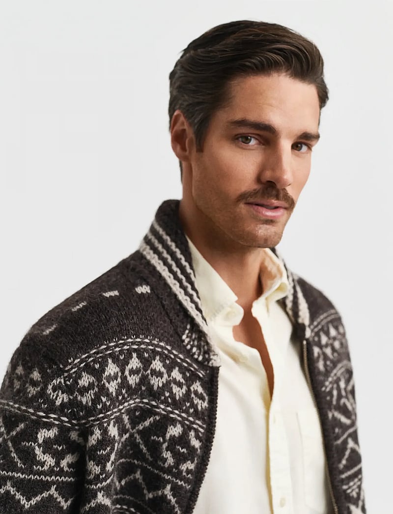 GANT - JACQUARD CARDIGAN - koftor - brown melange - 3