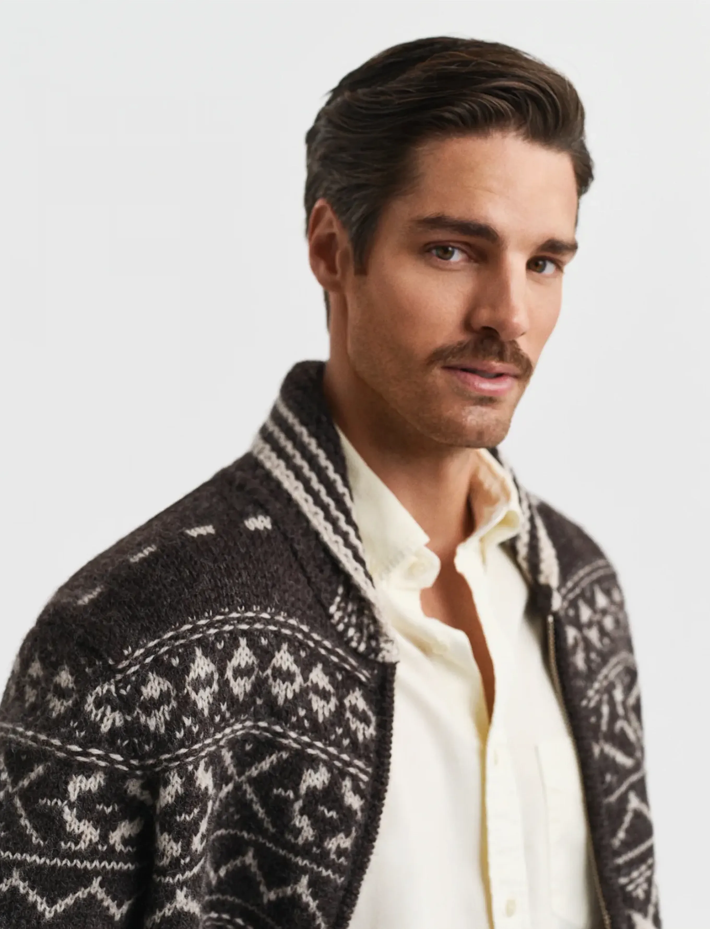 Gant - JACQUARD CARDIGAN - cardigans - brown melange - 3