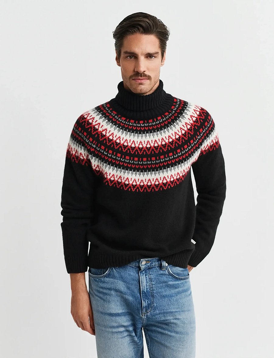 Gant - FAIR ISLE TURTLENECK - pologenser - black - 0