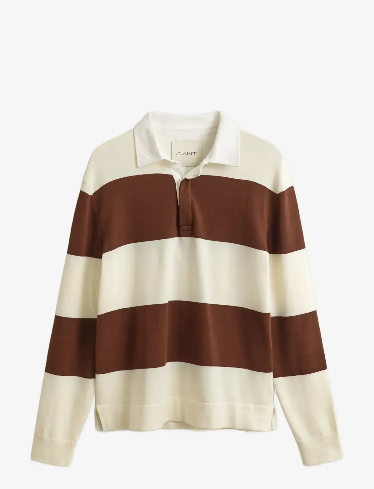 GANT - BARSTRIPED COTTON POLO - långärmade pikéer - cream - 1