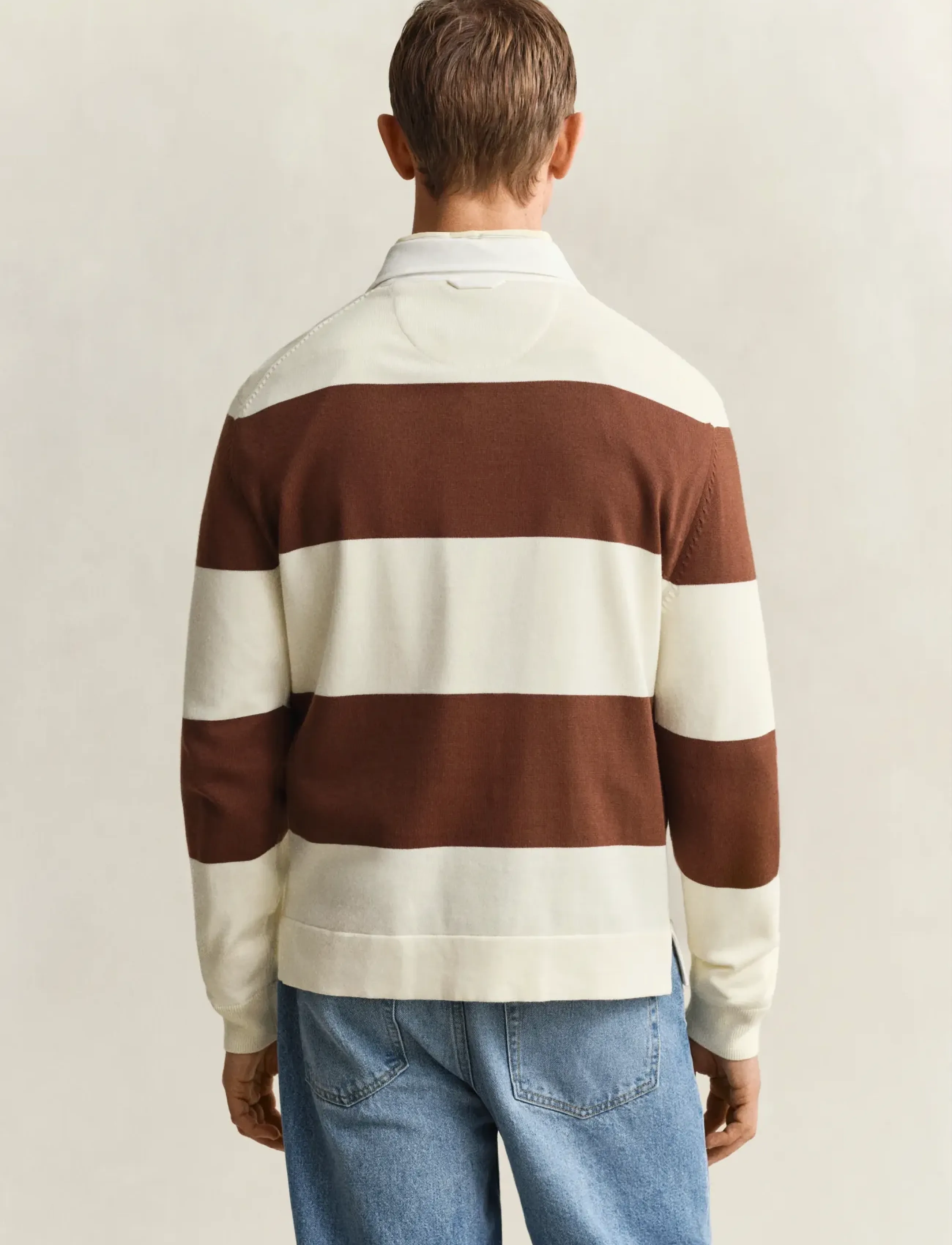Gant - BARSTRIPED COTTON POLO - langærmede poloer - cream - 2