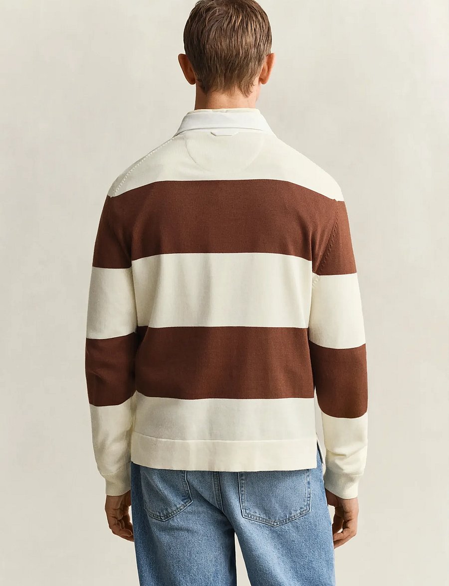 Gant - BARSTRIPED COTTON POLO - langærmede poloer - cream - 2