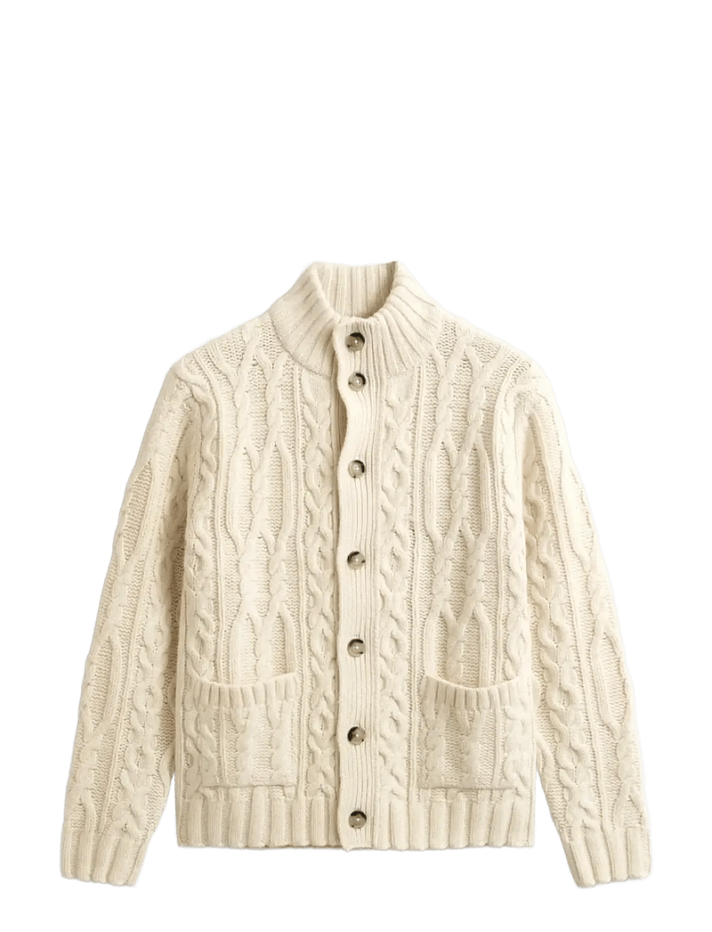 GANT - CABLE CARDIGAN - cardigans - cream - 1