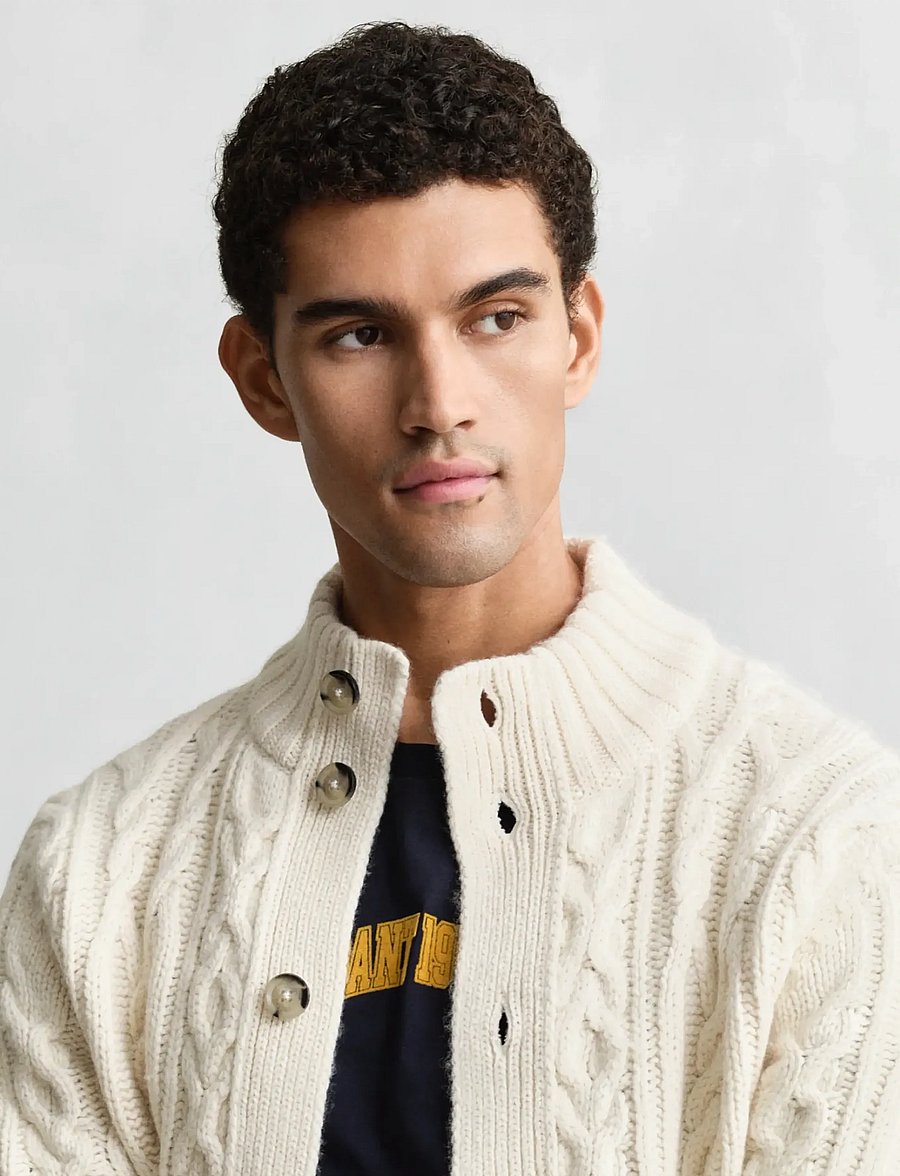 Gant - CABLE CARDIGAN - kardiganai - cream - 3
