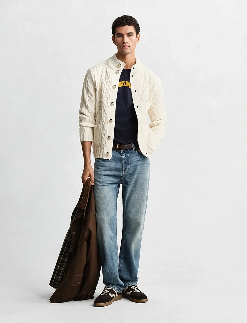 GANT - CABLE CARDIGAN - cardigans - cream - 4