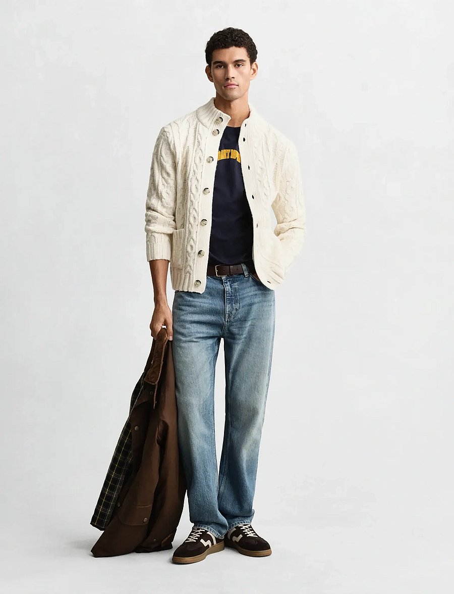 Gant - CABLE CARDIGAN - kardiganai - cream - 4