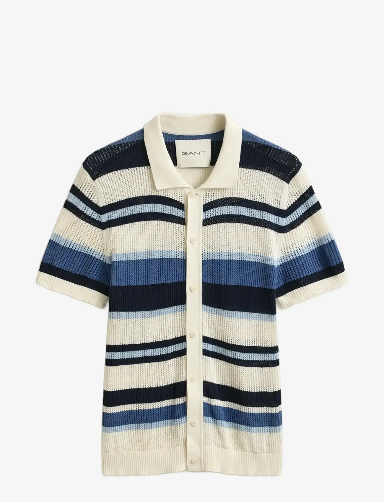 GANT - STRIPED TEXTURE POLO - kootud polosärgid - vintage blue - 1