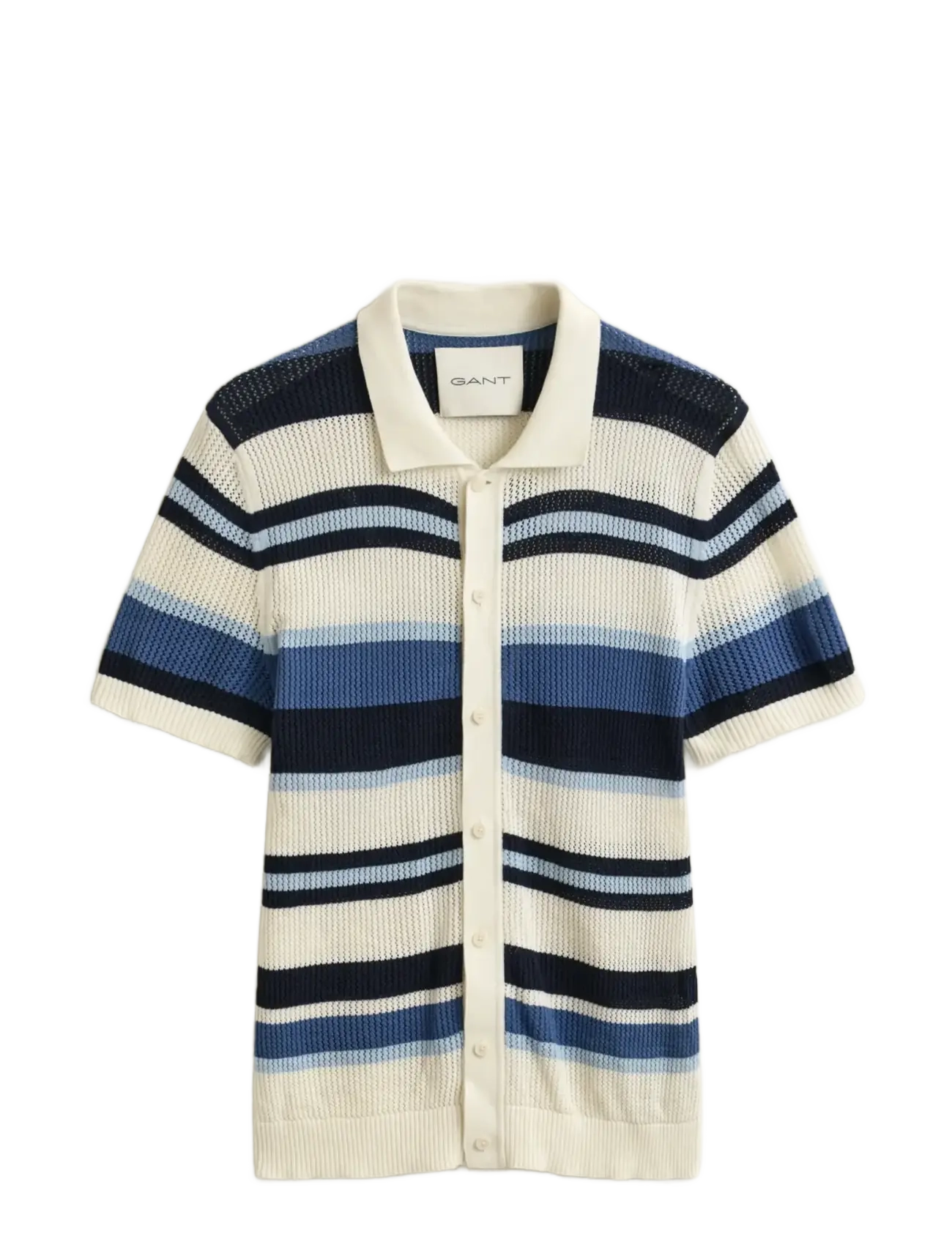 GANT STRIPED TEXTURE POLO - Gestrickte Polohemden - VINTAGE BLUE / blue