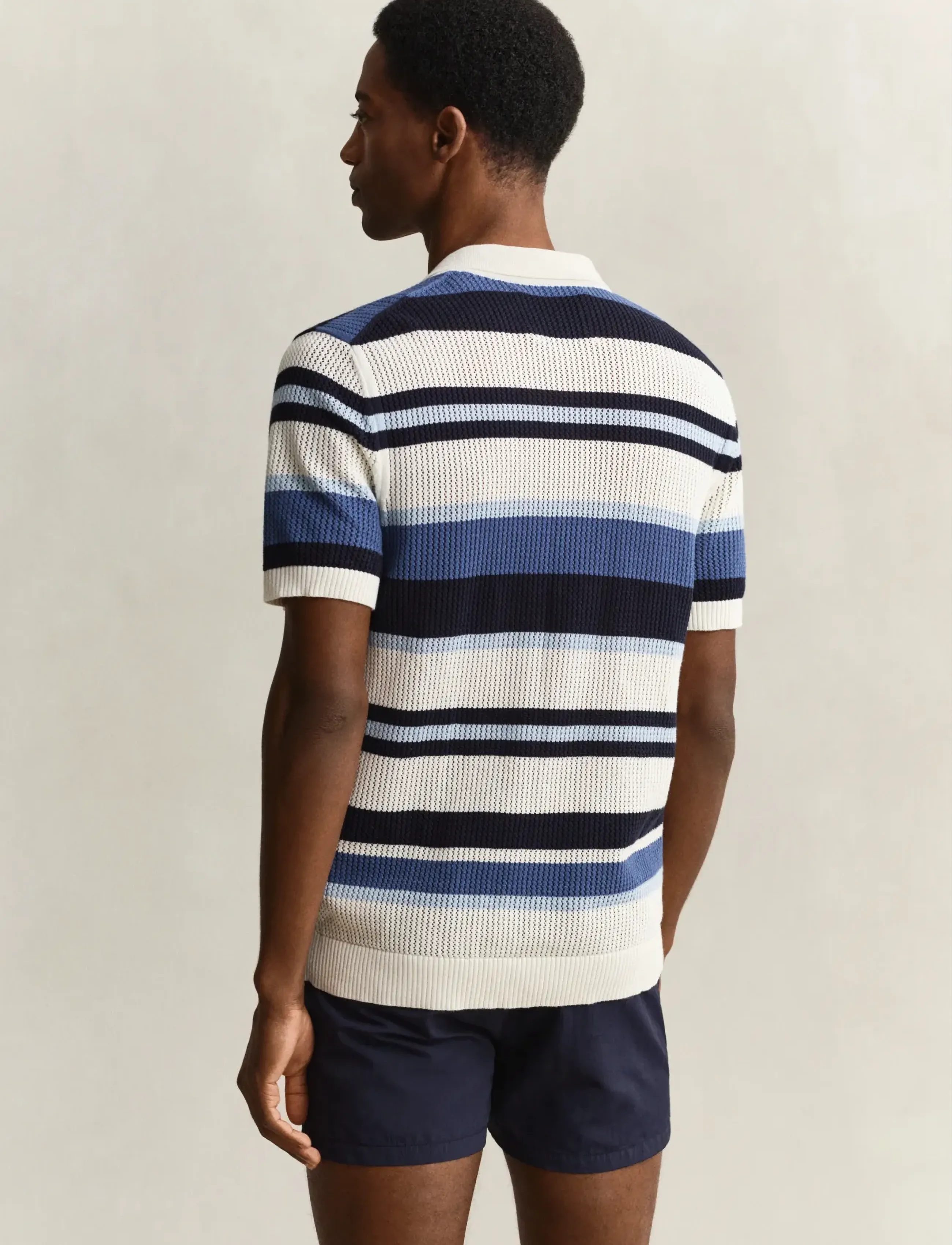Gant - STRIPED TEXTURE POLO - stickade pikéer - vintage blue - 2