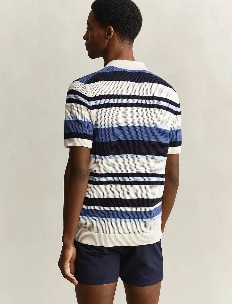 Gant - STRIPED TEXTURE POLO - stickade pikéer - vintage blue - 2