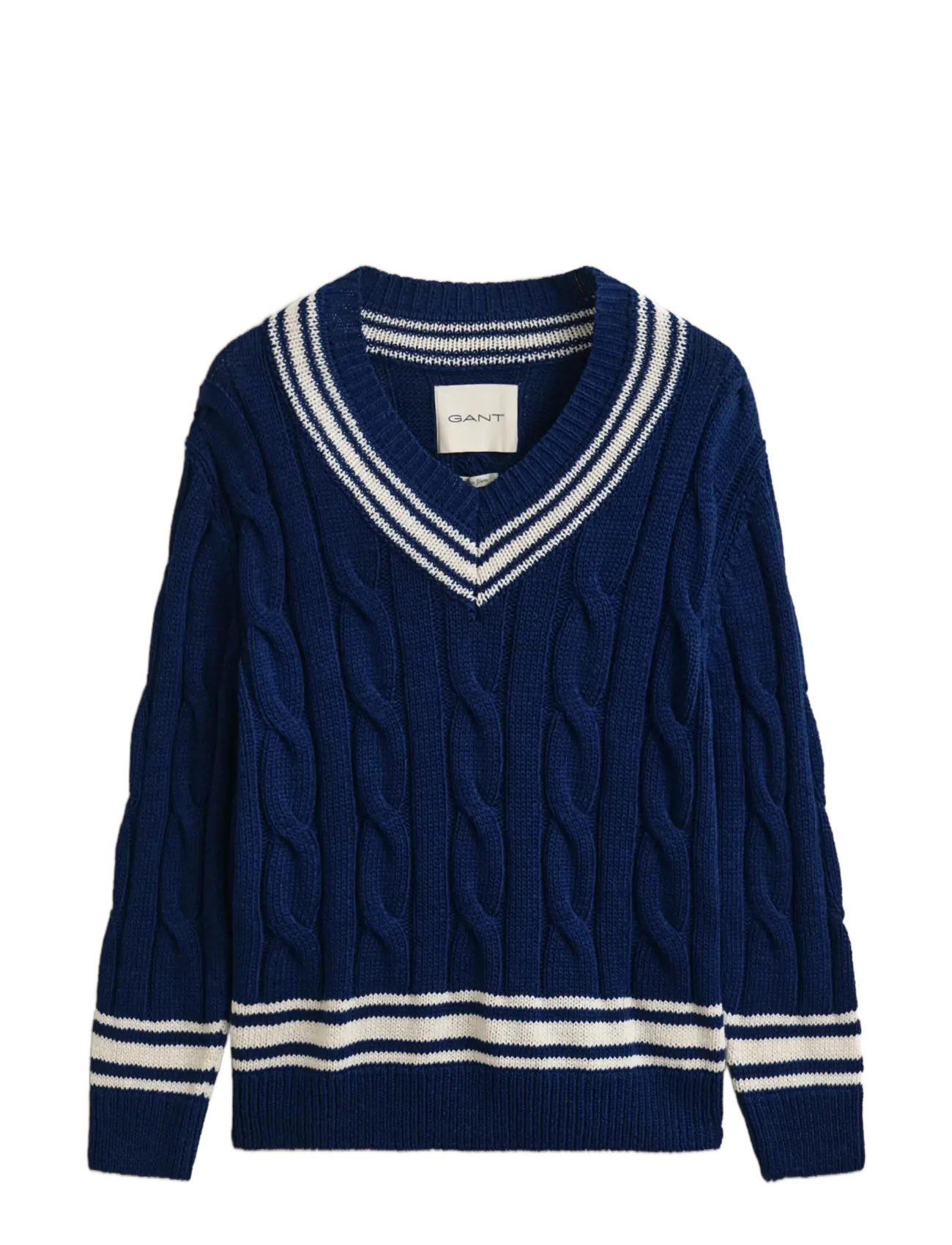 Gant MERCERIZED COTTON CABLE V-NECK - V-necks - PERSIAN BLUE / navy