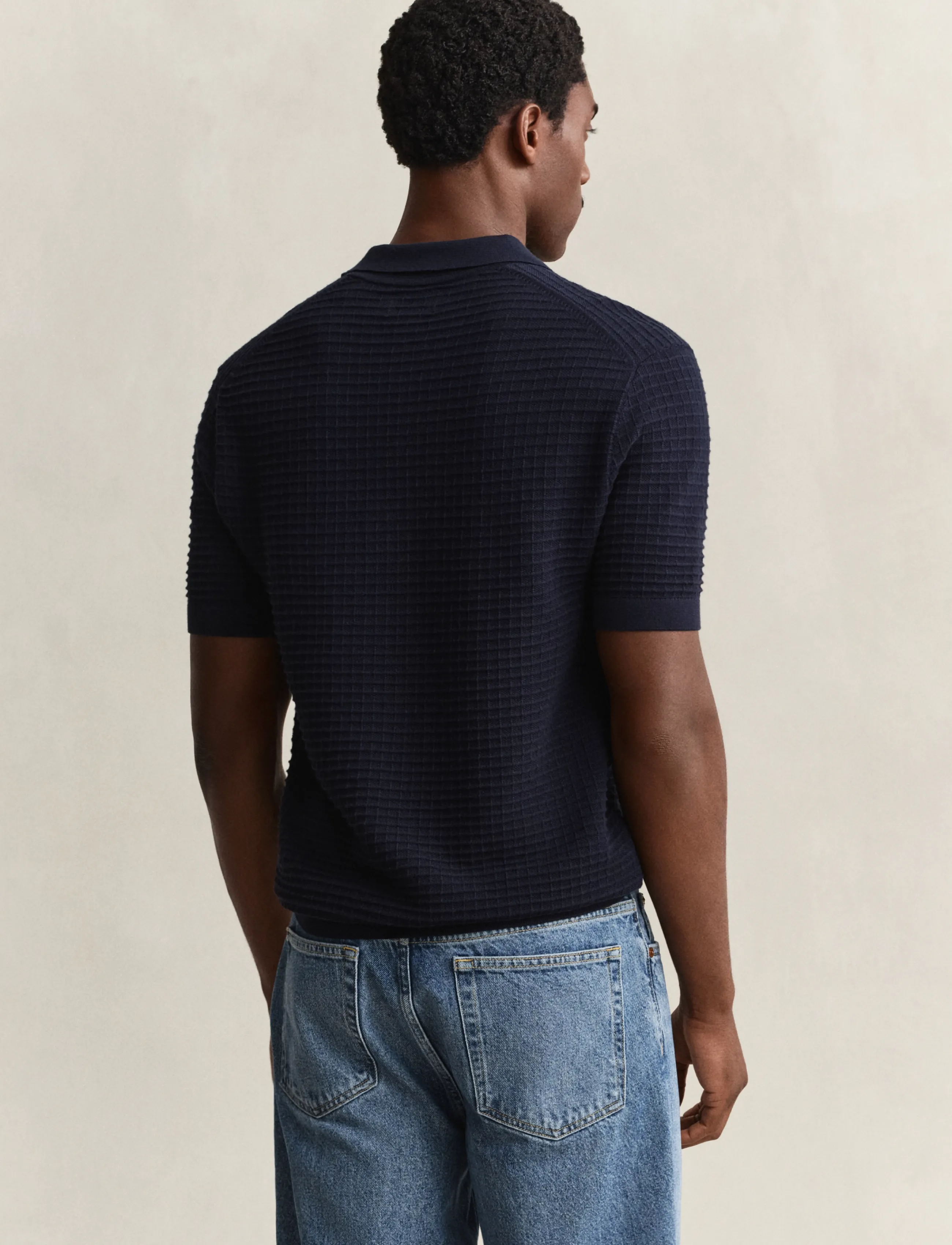 Gant - COTTON TEXTURE POLO - langärmlige strick-polohemden - evening blue - 2