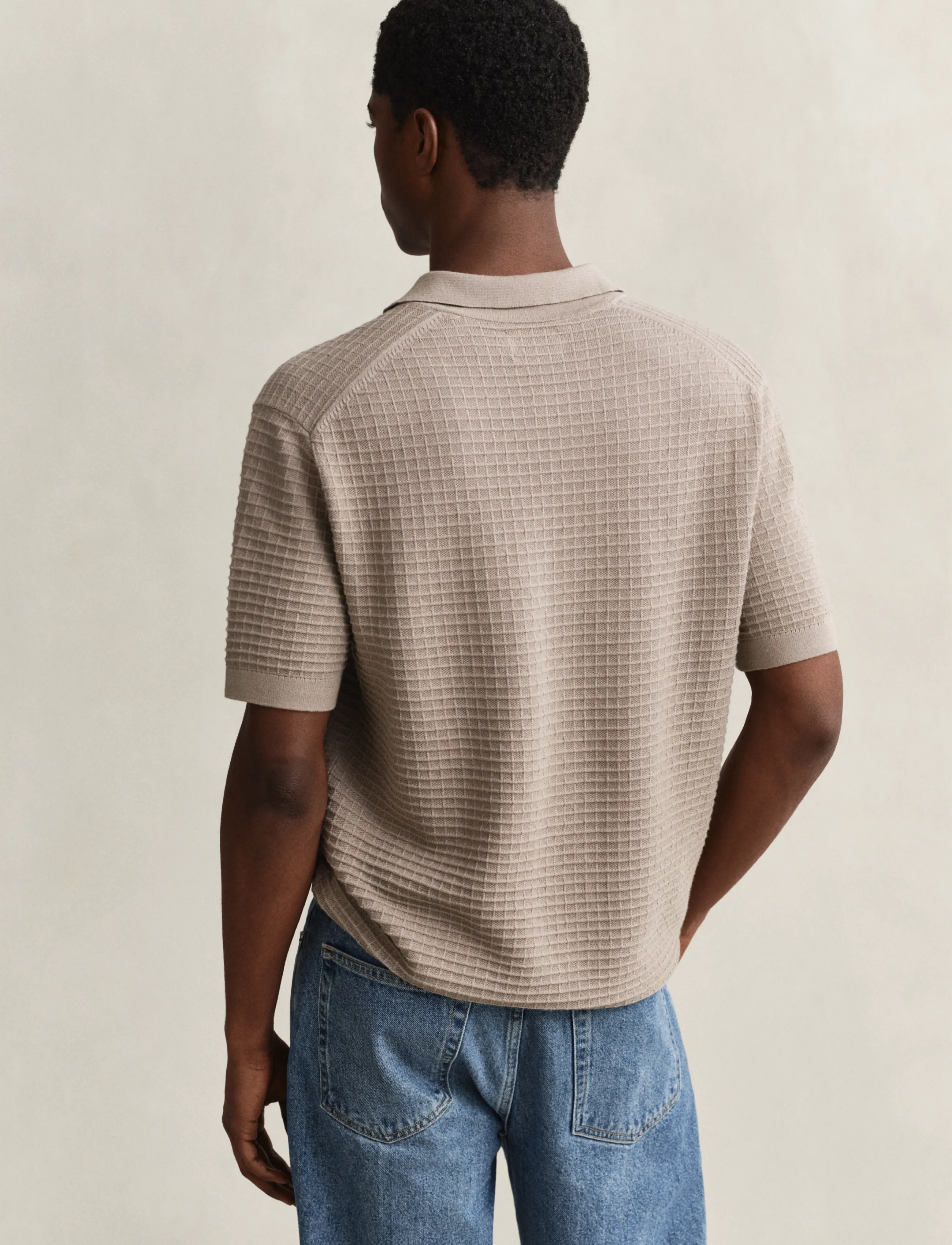 Gant - COTTON TEXTURE POLO - langärmlige strick-polohemden - mist taupe - 2
