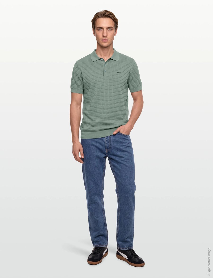 Gant - COTTON TEXTURE POLO - langärmlige strick-polohemden - surplus mint - 0