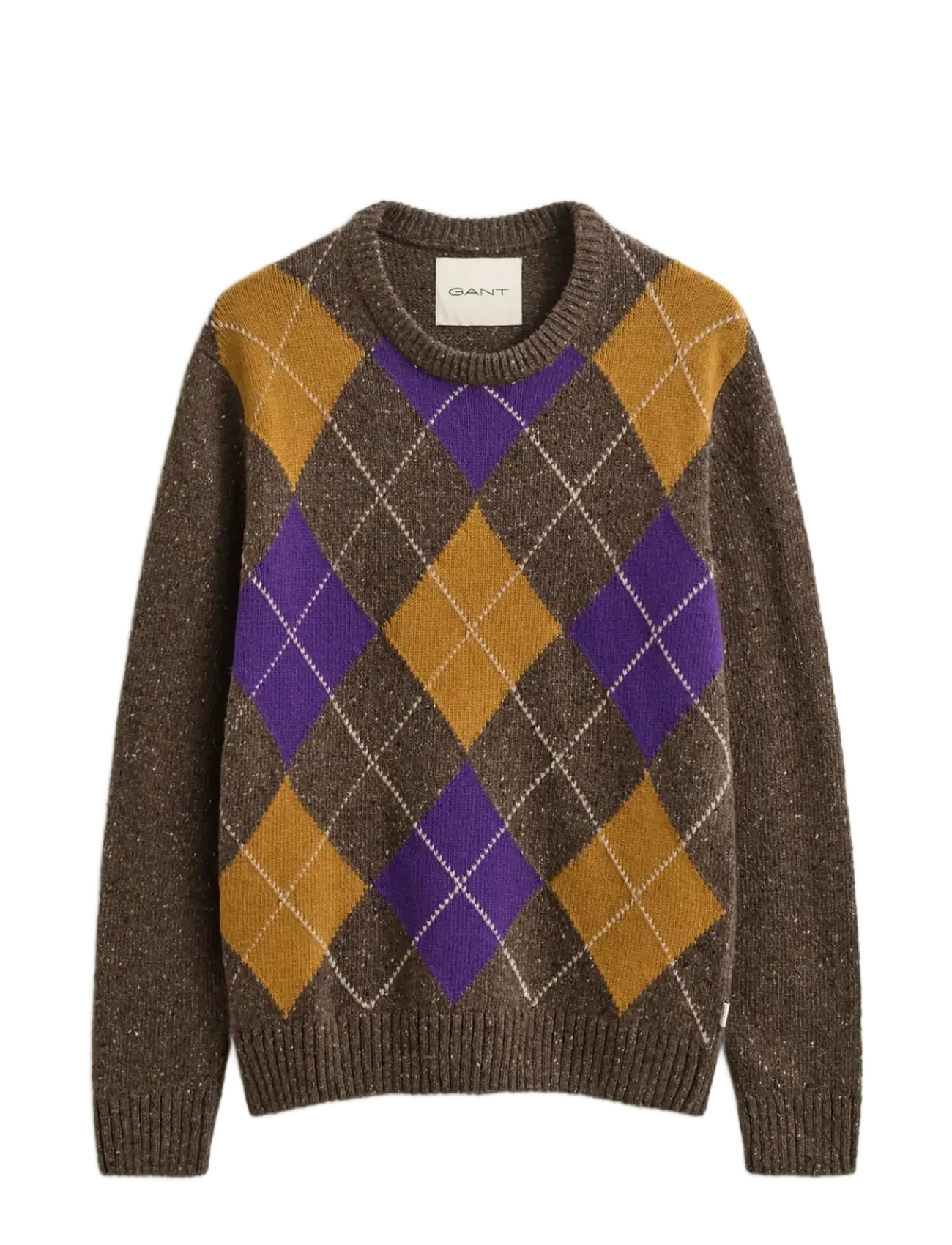 Gant ARGYLE NEPS C-NECK - Strickmode - BROWN MELANGE / brown