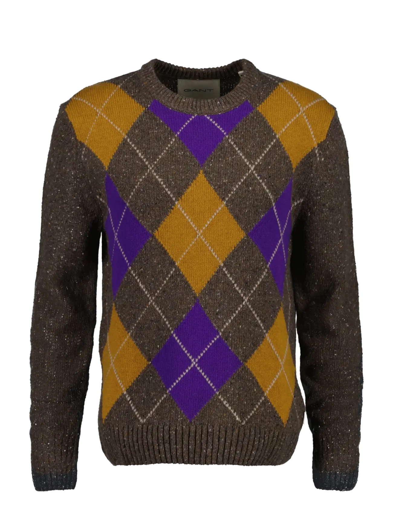 Gant - ARGYLE NEPS C-NECK - rundhals - brown melange - 1