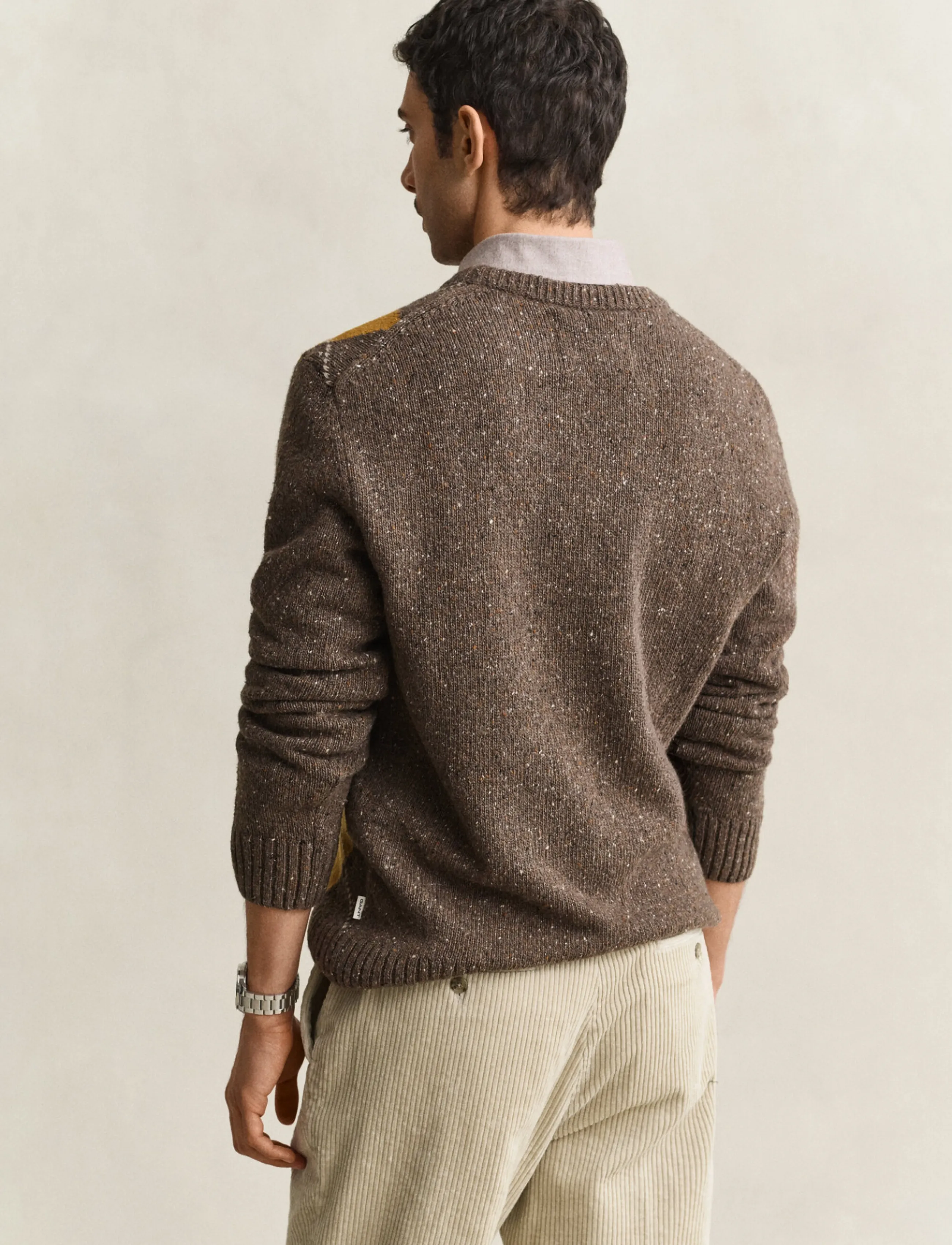 Gant - ARGYLE NEPS C-NECK - rundhals - brown melange - 2