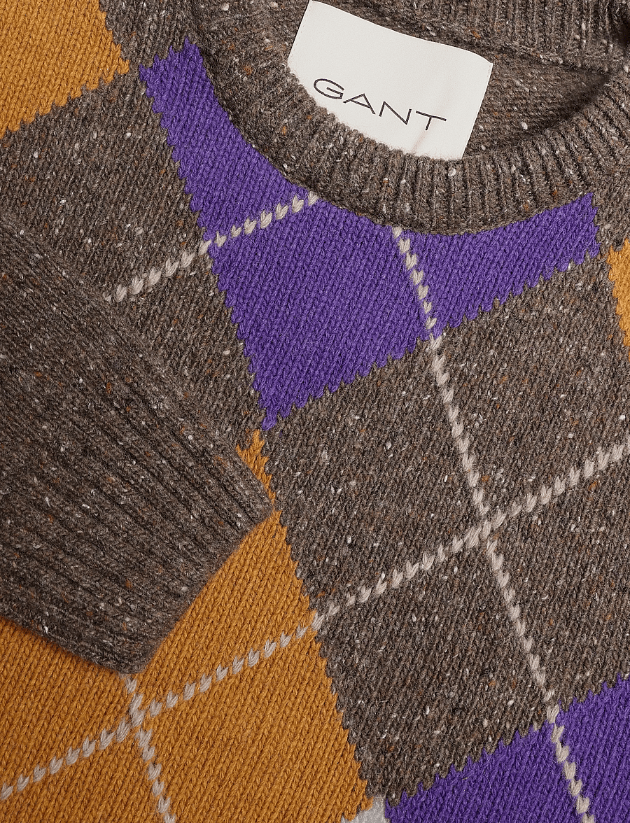 Gant - ARGYLE NEPS C-NECK - Ümara kaelusega - brown melange - 3