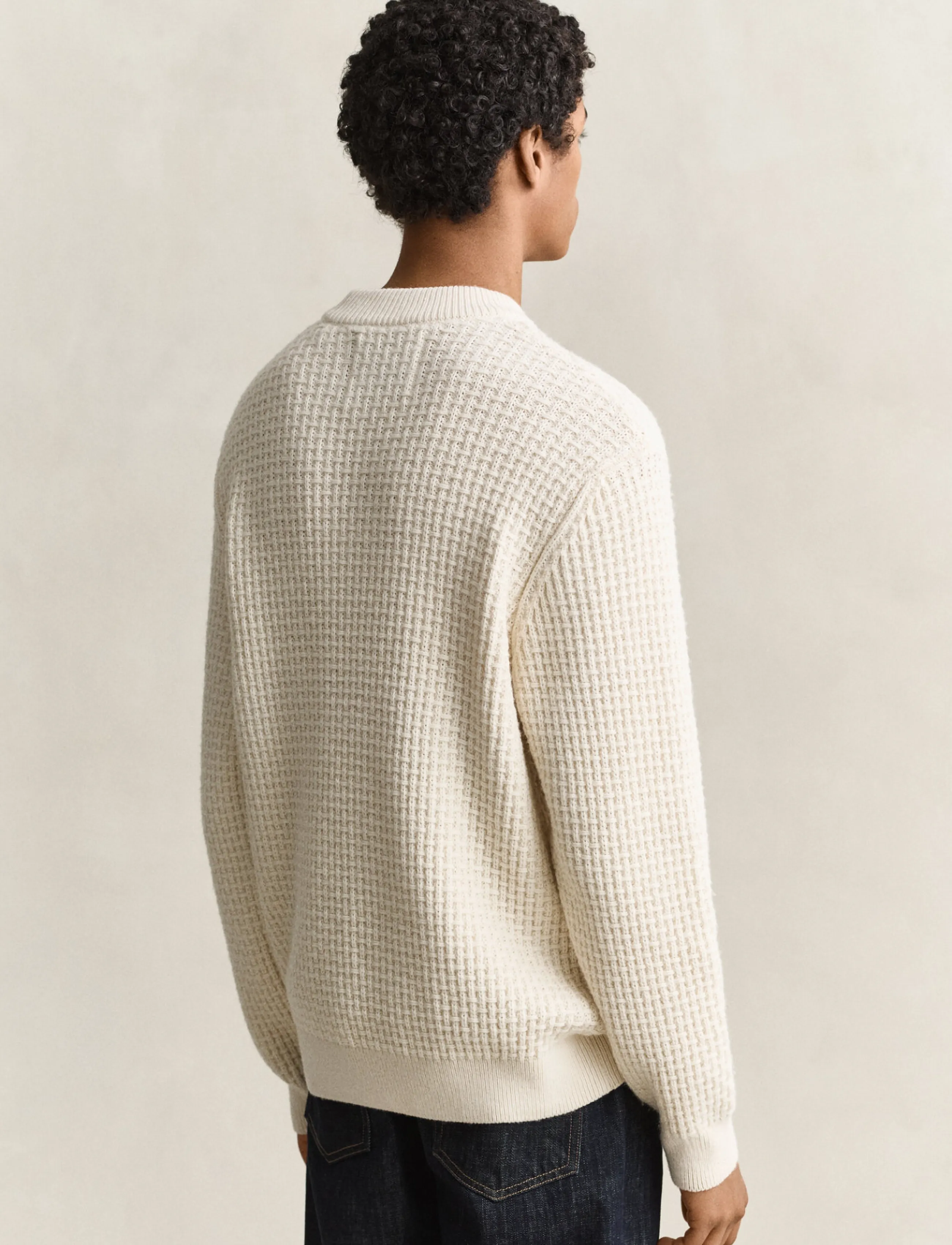 Gant - TEXTURED COTTON WOOL MOCK-NECK - rundhals - cream - 2