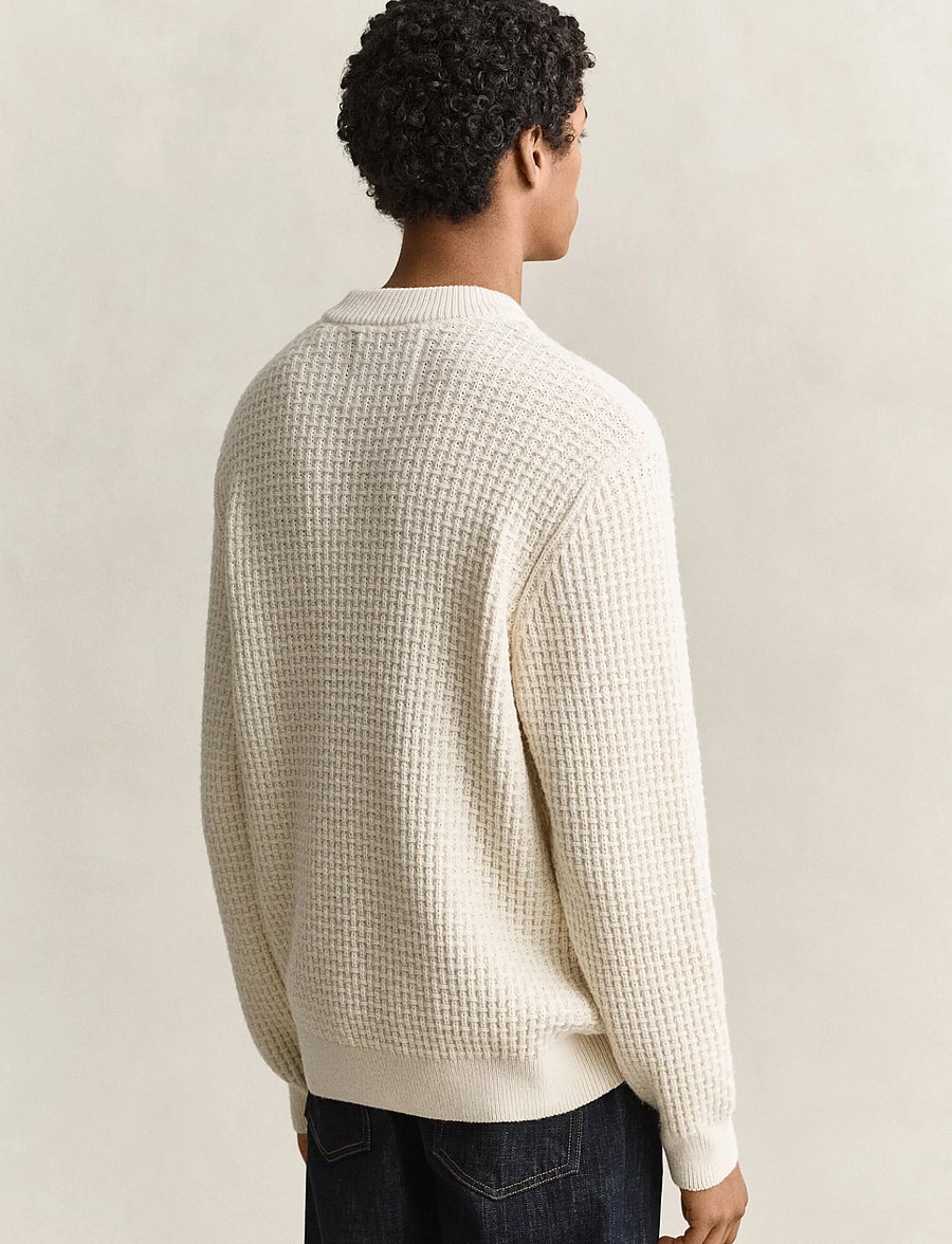 Gant - TEXTURED COTTON WOOL MOCK-NECK - rundhals - cream - 2