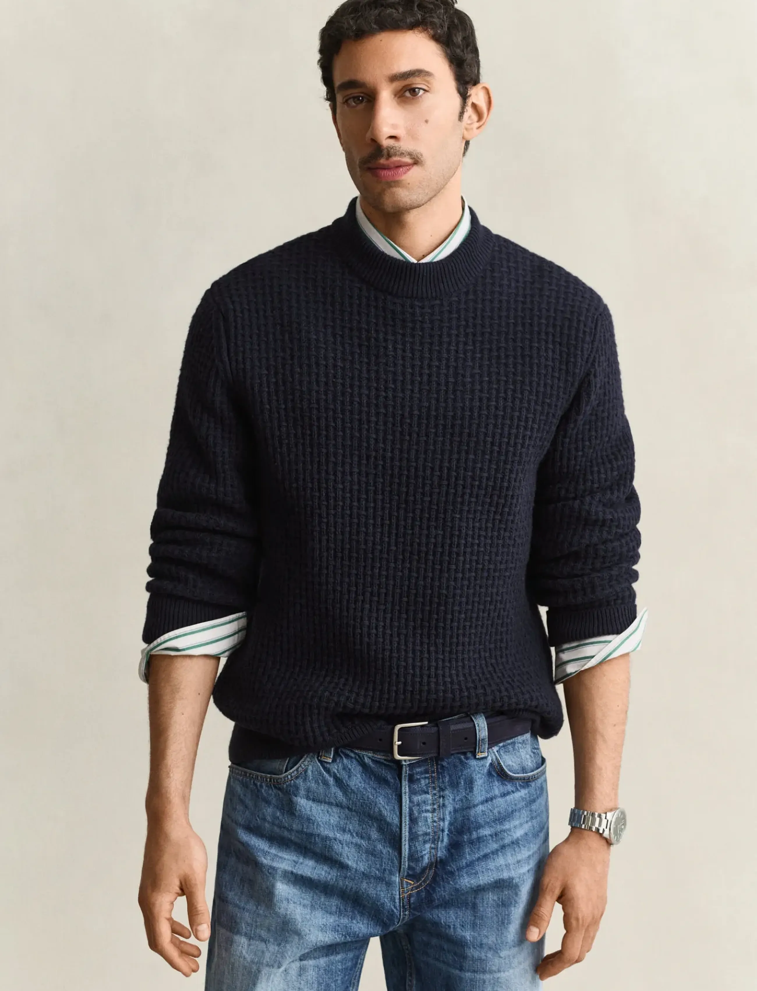 Gant TEXTURED COTTON WOOL MOCK-NECK - Nach Anlass kaufen - EVENING BLUE / navy
