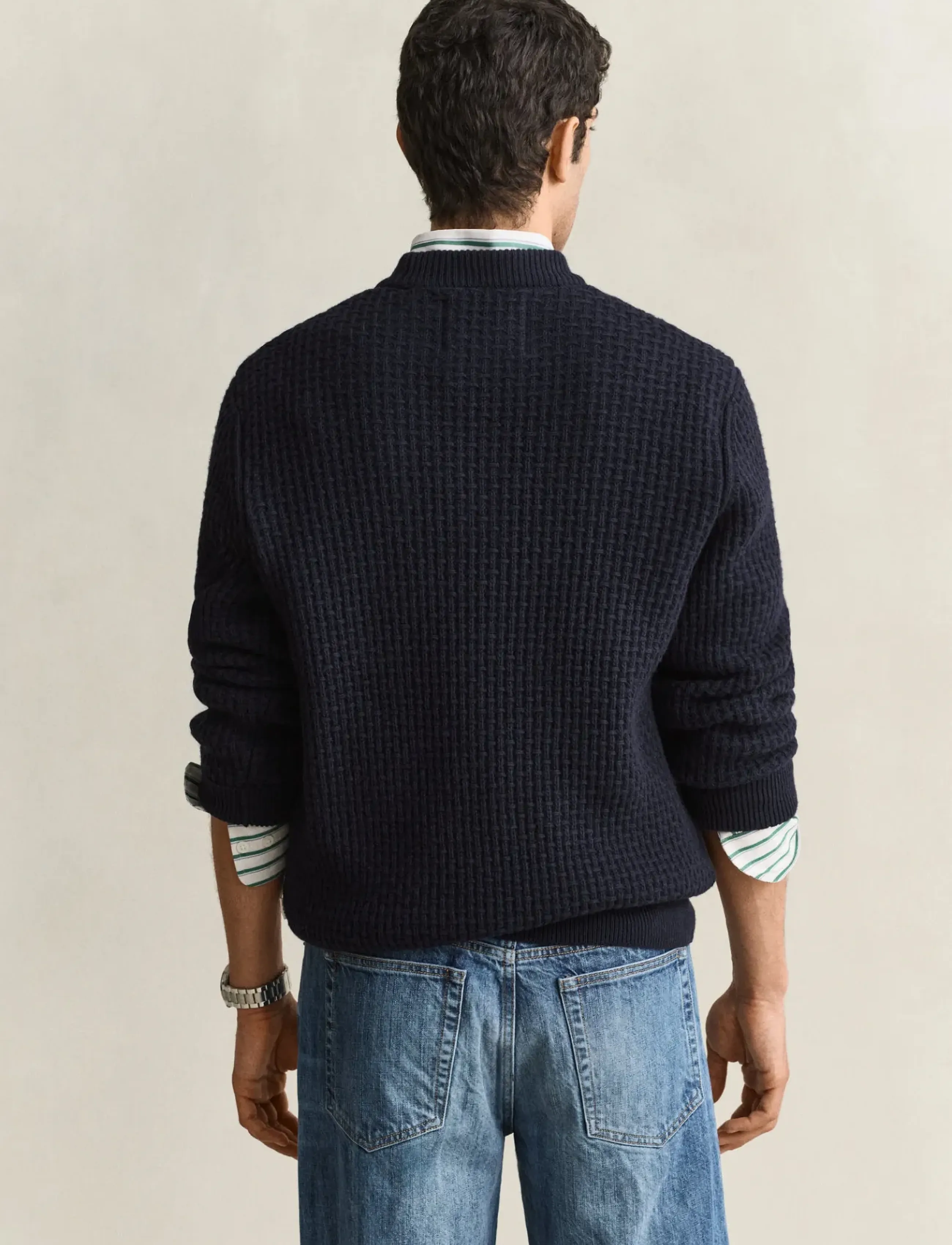Gant Textured Cotton Wool Mock-Neck tröjor herr – bild 2