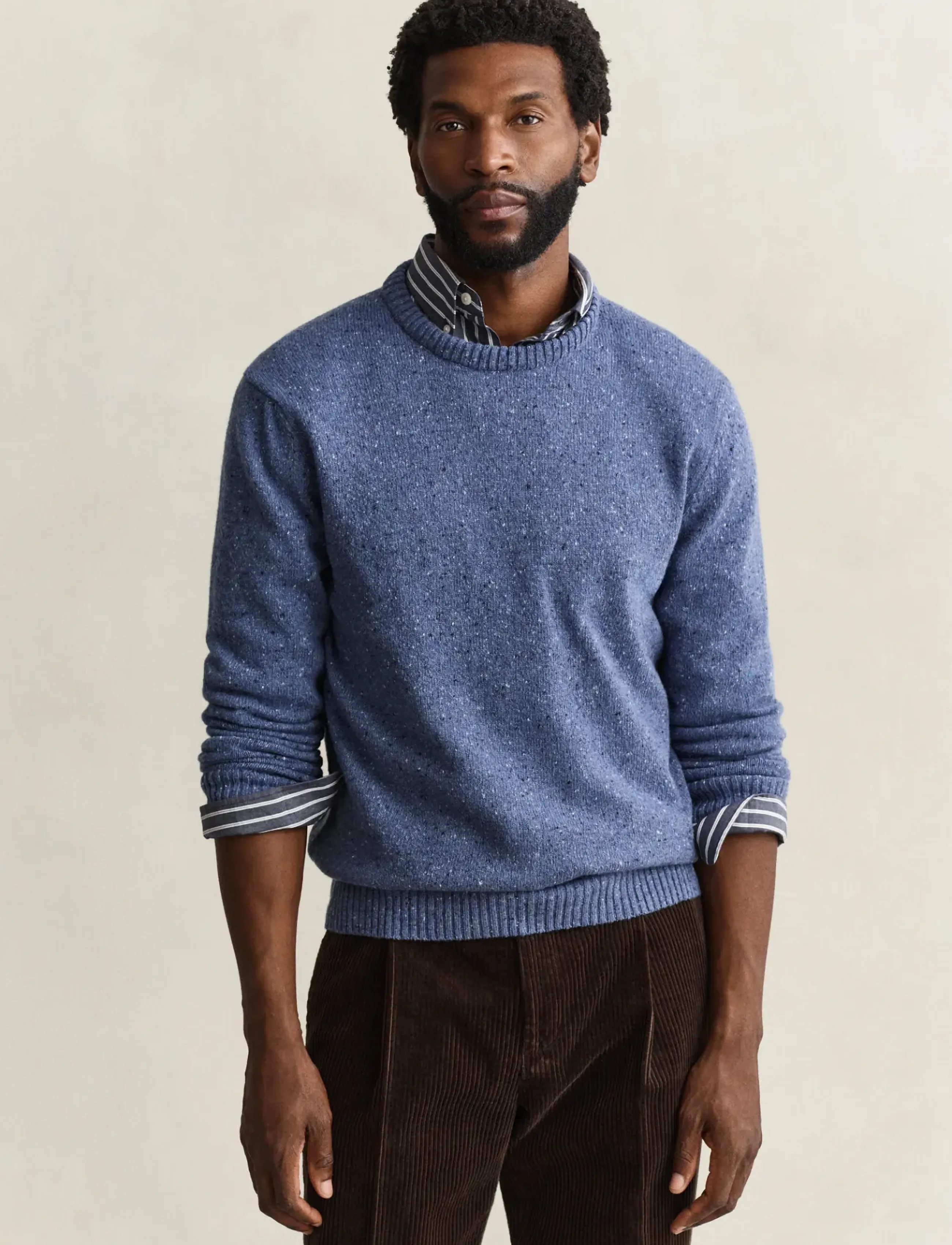 Gant Wool Blend Neps C-Neck, Herren, Neps Rundhals Pullover, Blau, Gr.XXXL