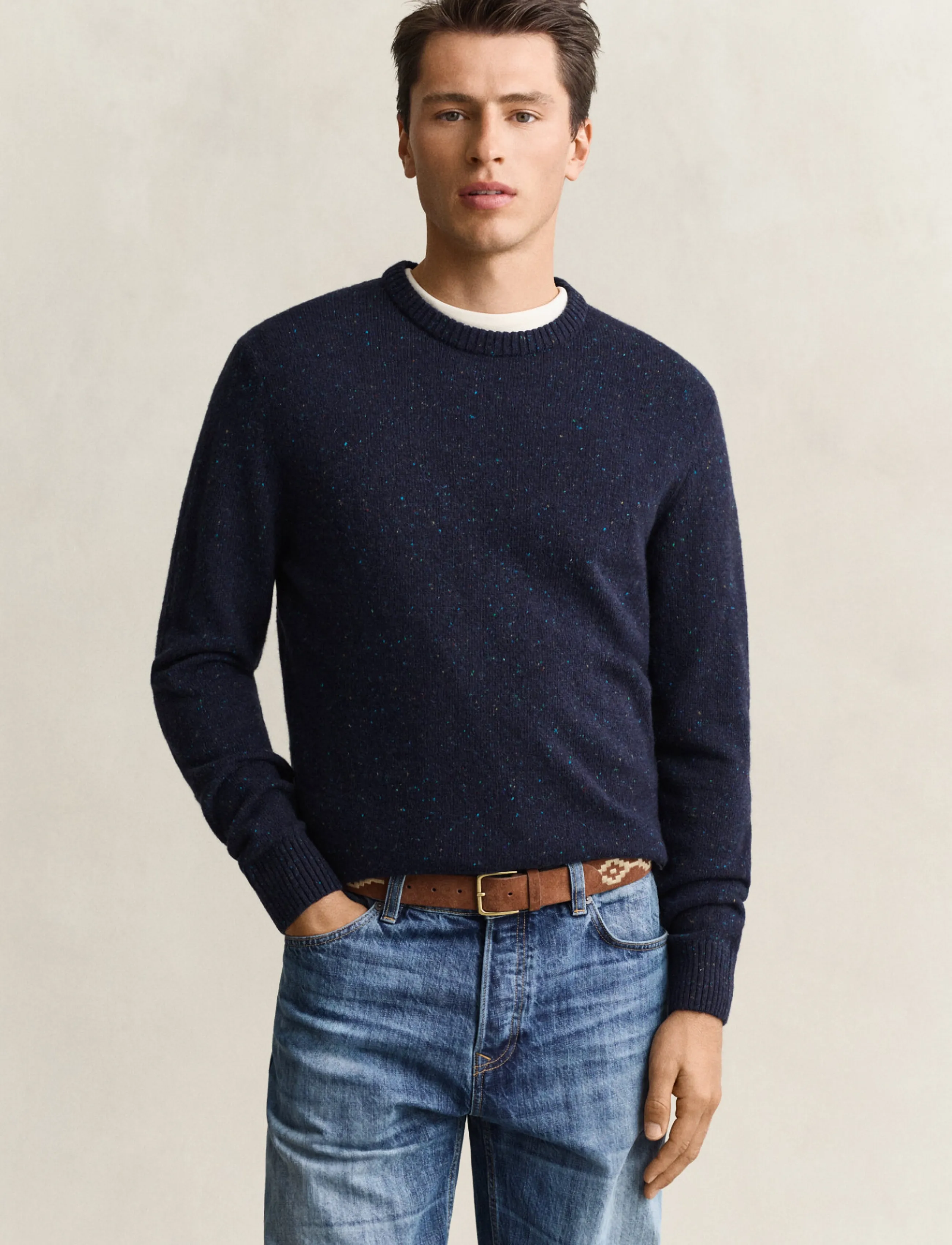 Gant WOOL BLEND NEPS C-NECK - Osta olukorra järgi - EVENING BLUE / navy