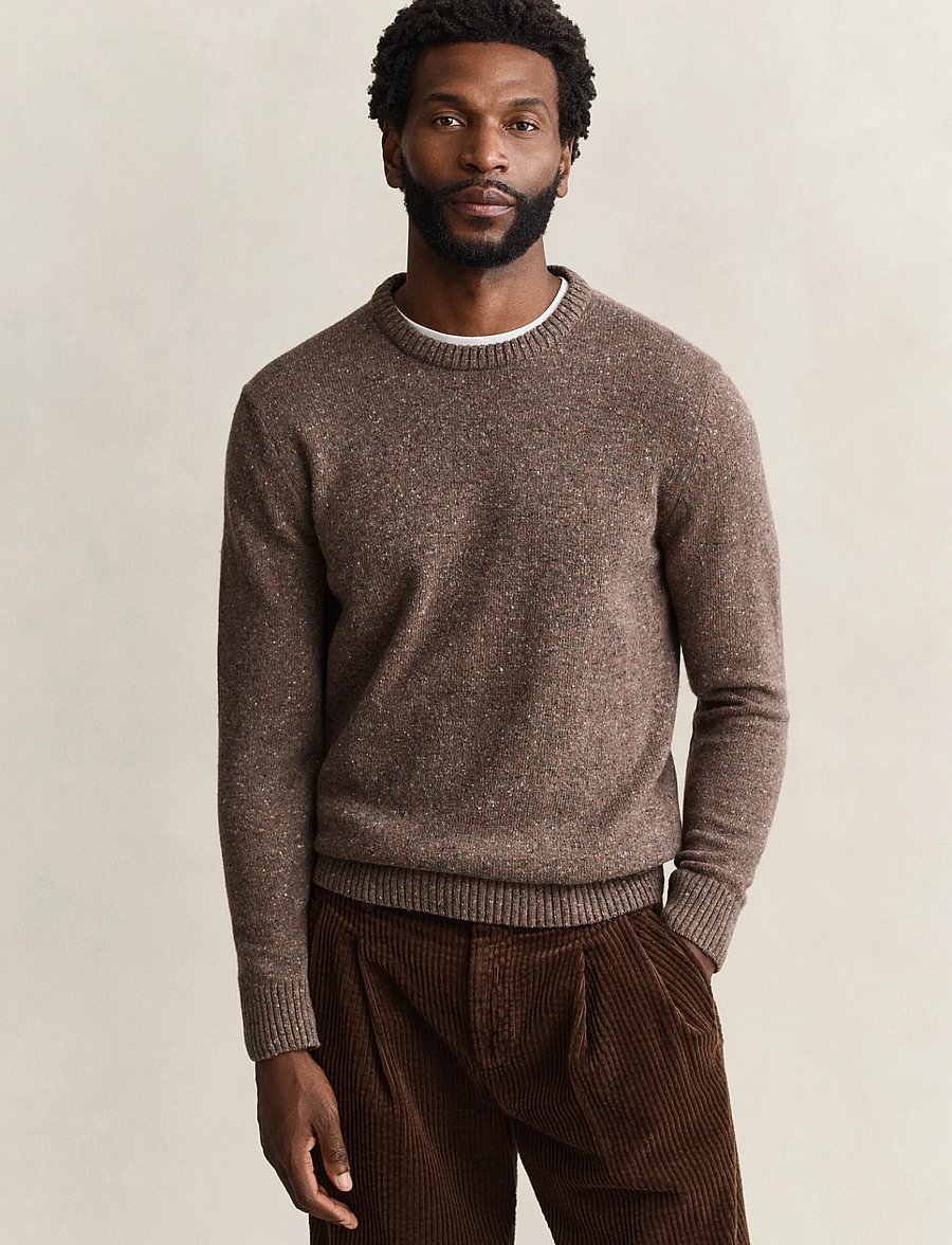 Gant - WOOL BLEND NEPS C-NECK - round necks - faded taupe - 0