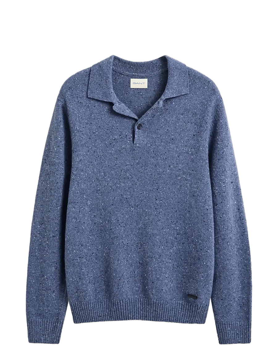 Gant - WOOL BLEND NEPS POLO - long-sleeved knitted polos - blue horizon - 1