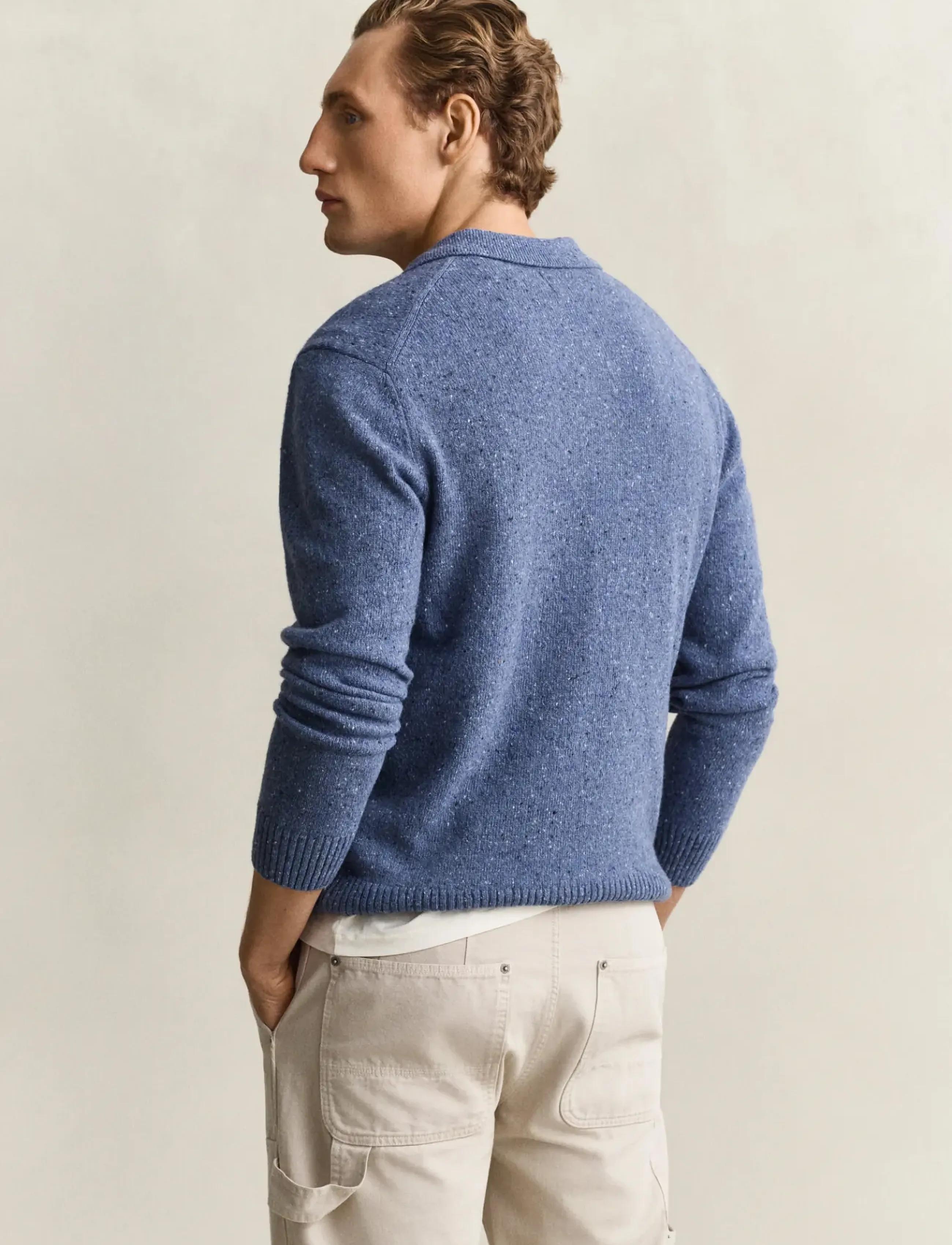Gant - WOOL BLEND NEPS POLO - long-sleeved knitted polos - blue horizon - 2