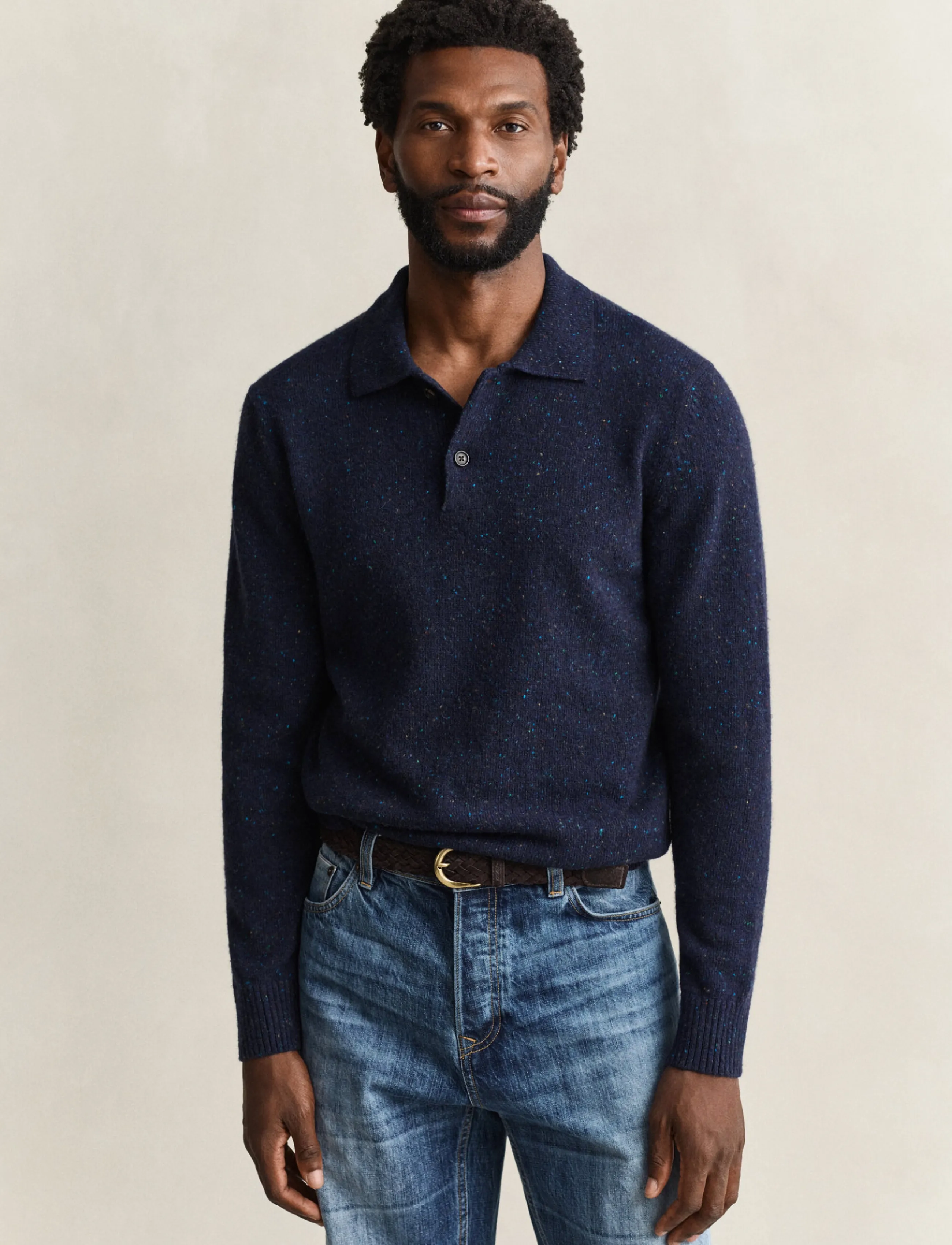 Wool Blend Neps Polo