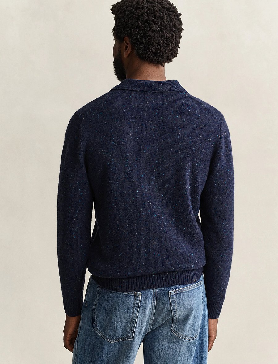 Gant - WOOL BLEND NEPS POLO - long-sleeved knitted polos - evening blue - 2