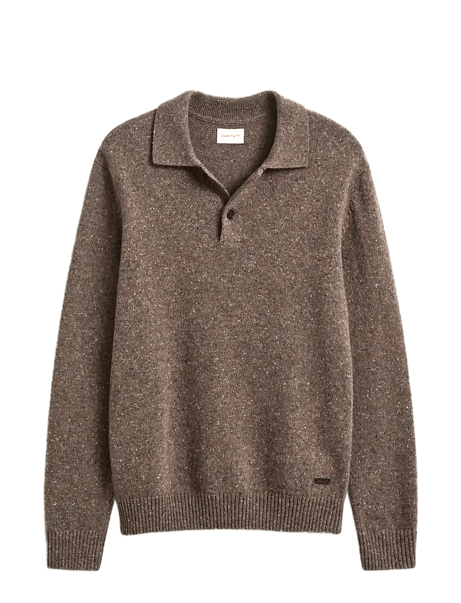 Gant - WOOL BLEND NEPS POLO - pikkade varrukatega kootud polod - faded taupe - 1