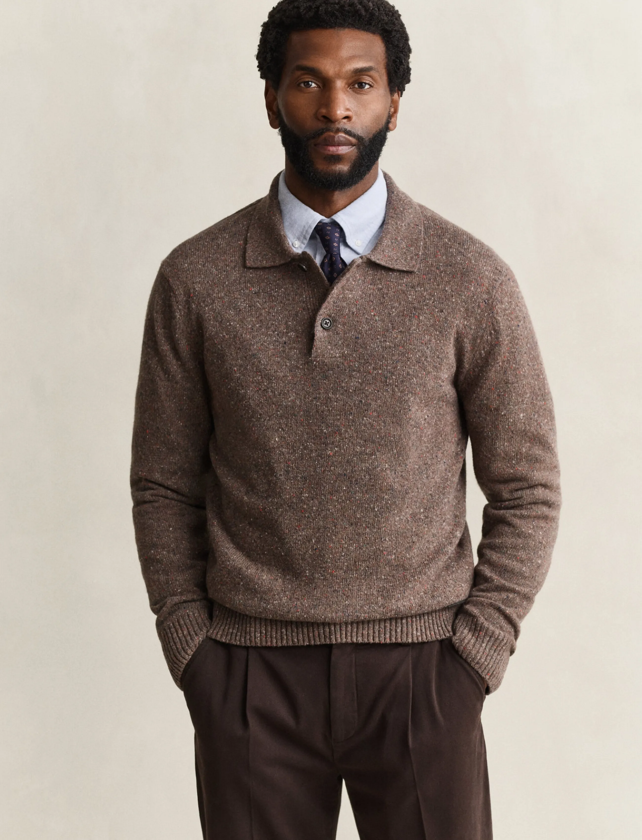 Gant WOOL BLEND NEPS POLO - Shoppa efter tillfälle - FADED TAUPE / brown
