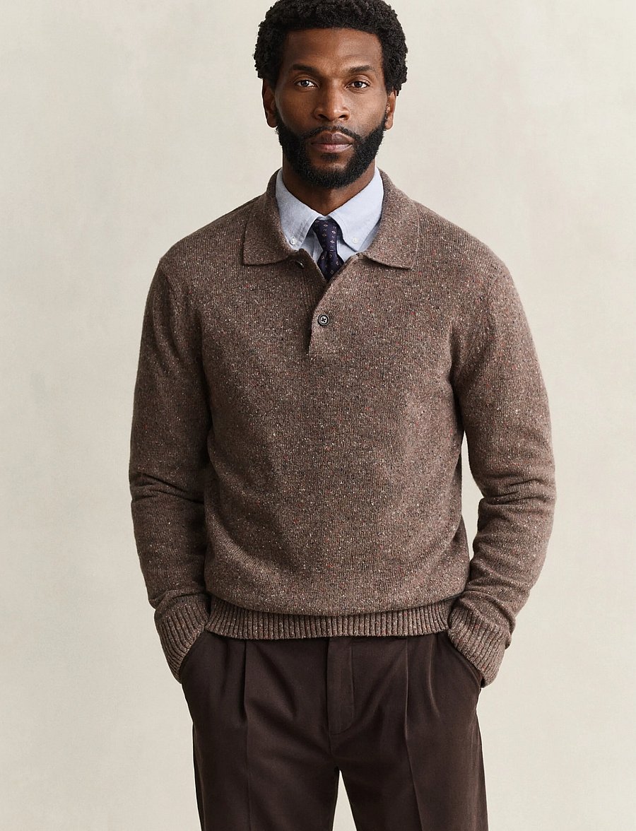 Gant - WOOL BLEND NEPS POLO - faded taupe - 0