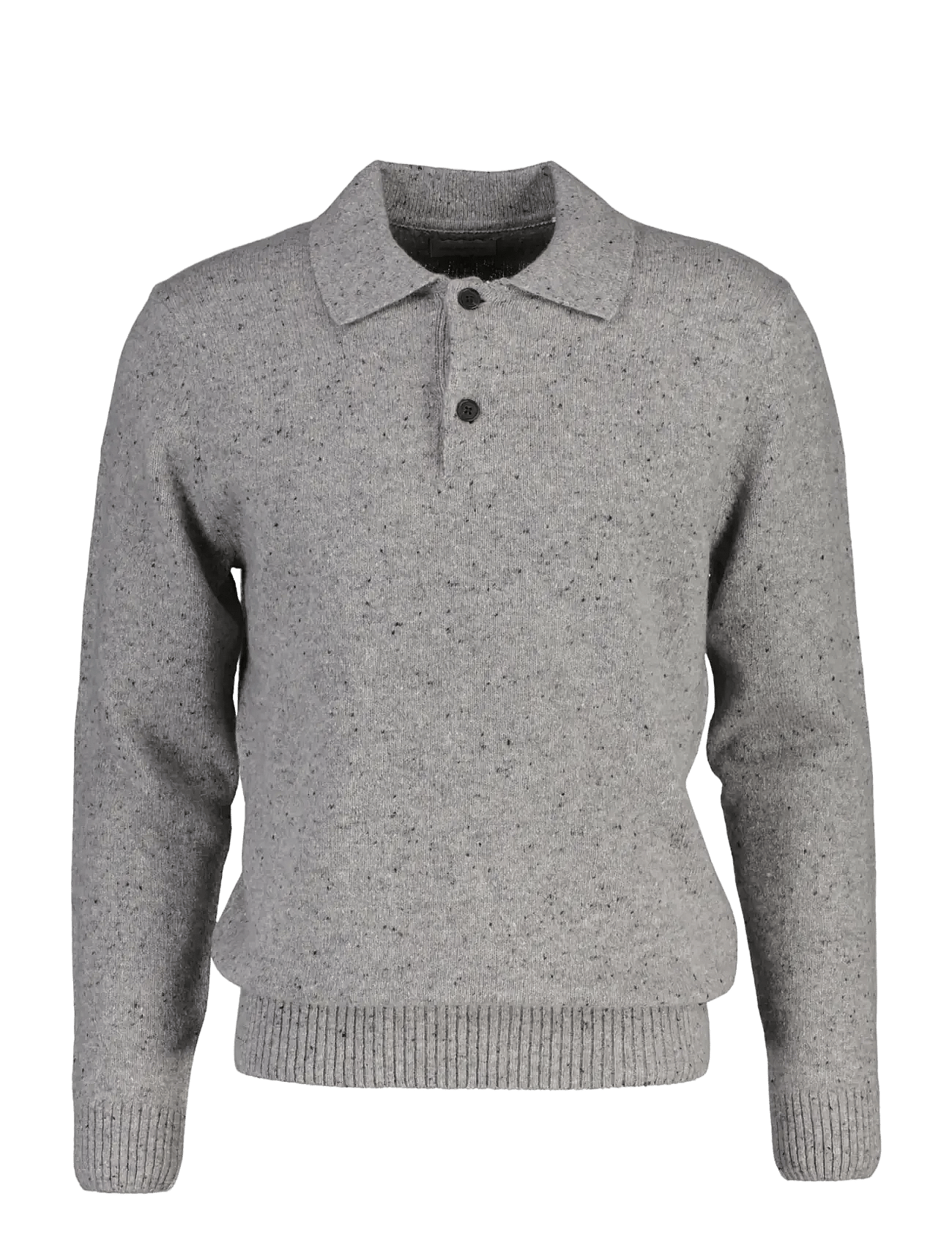WOOL BLEND NEPS POLO - GREY MELANGE