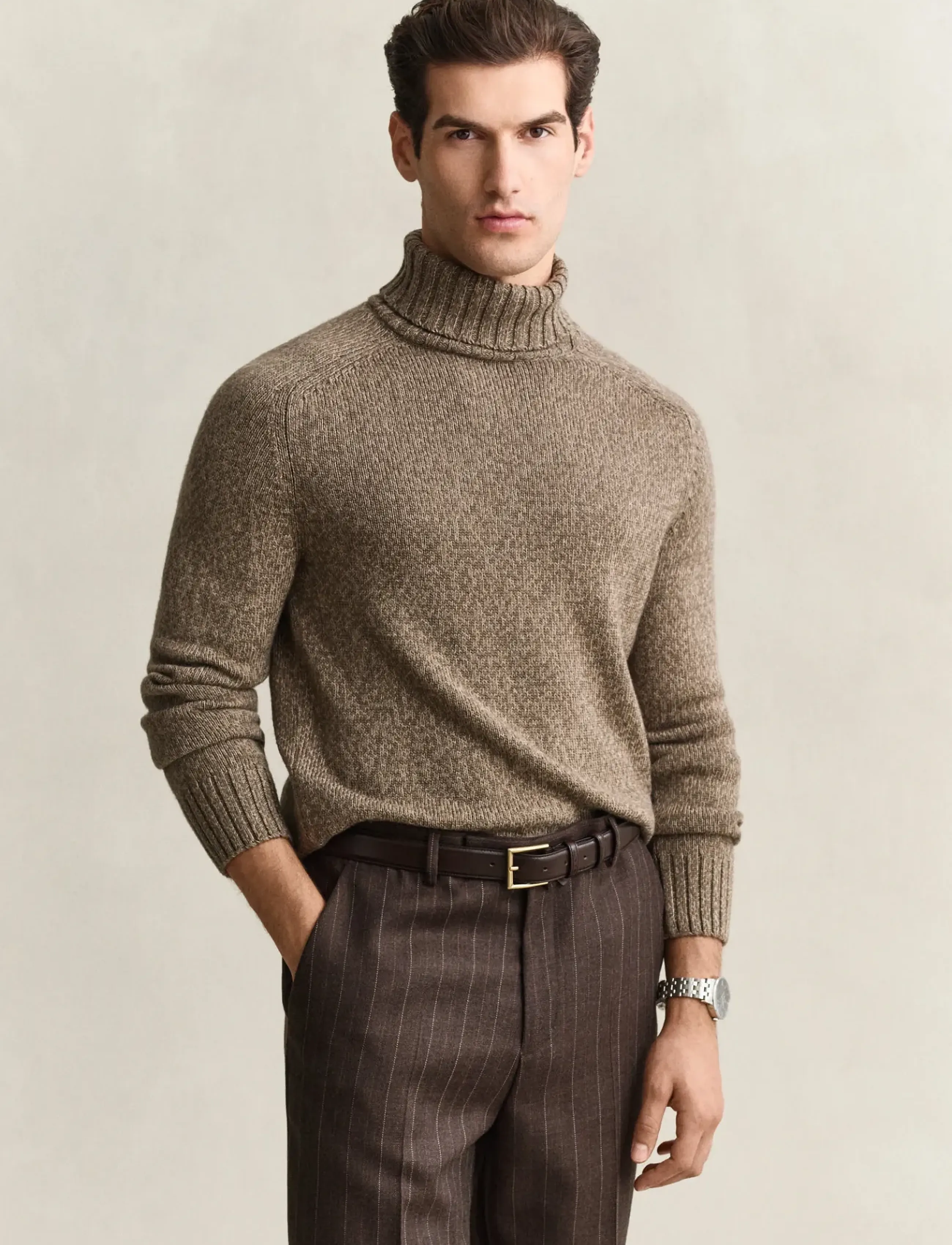 Gant - WOOL BLEND MOULINE TURTLENECK - polokrage - faded taupe - 0