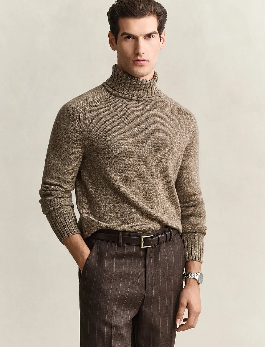 Gant - WOOL BLEND MOULINE TURTLENECK - polokrage - faded taupe - 0