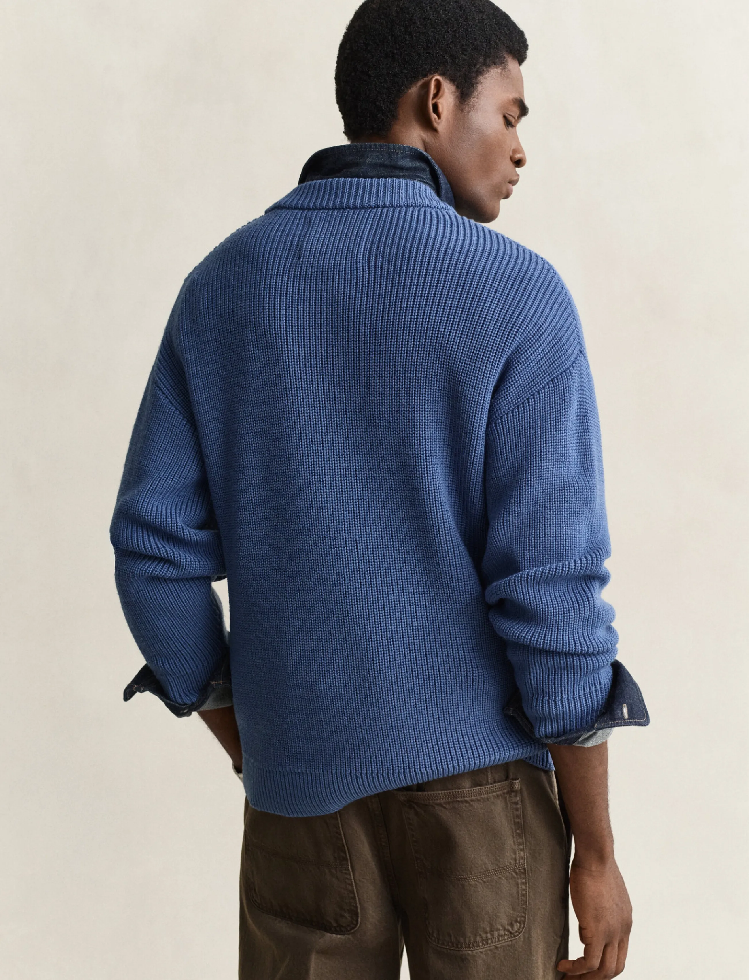 Gant - WOOL RIB ZIPPED CARDIGAN - cardigans - blue horizon - 2